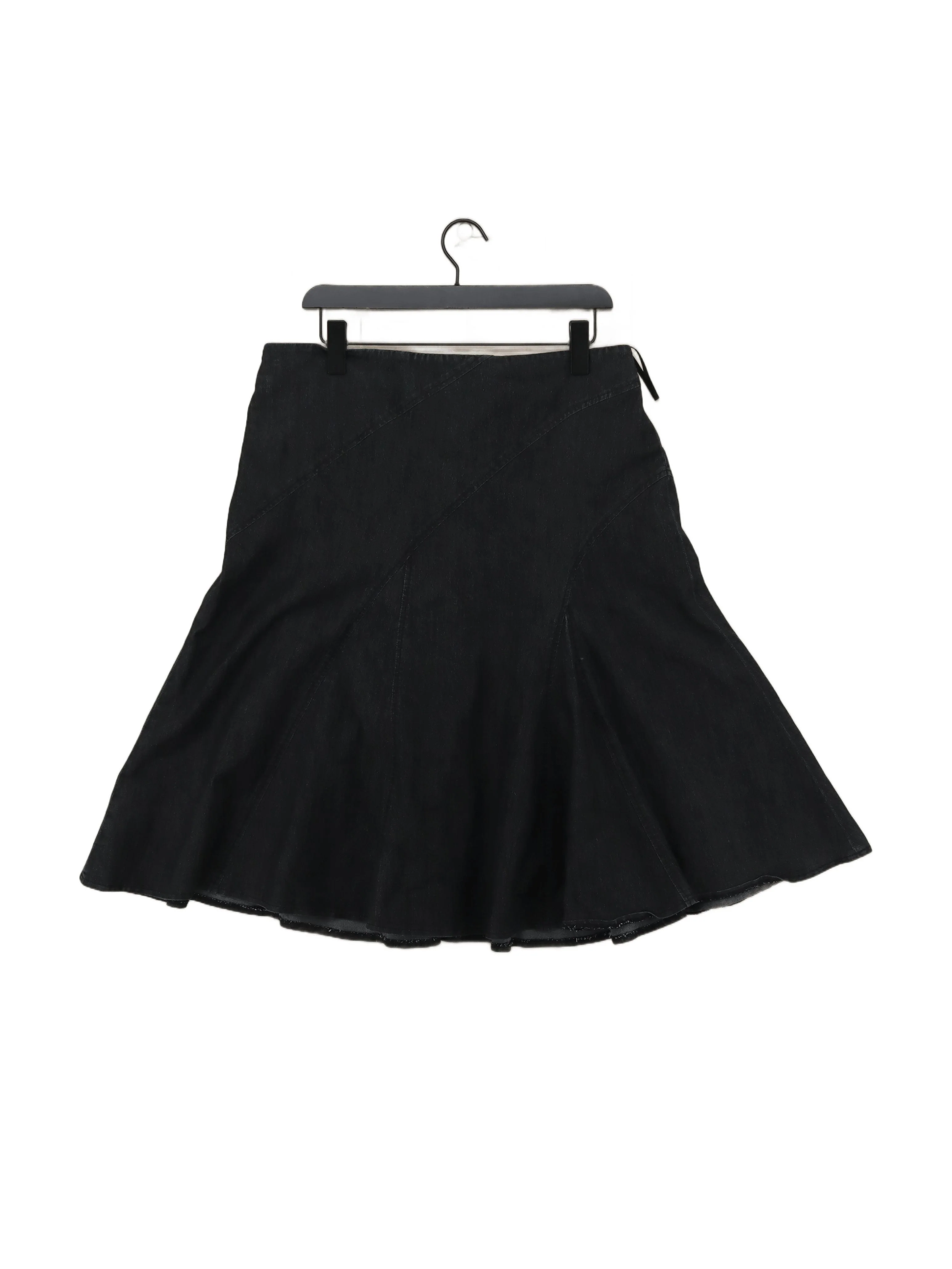 Larry Levine Women's Midi Skirt UK 18 Black Cotton