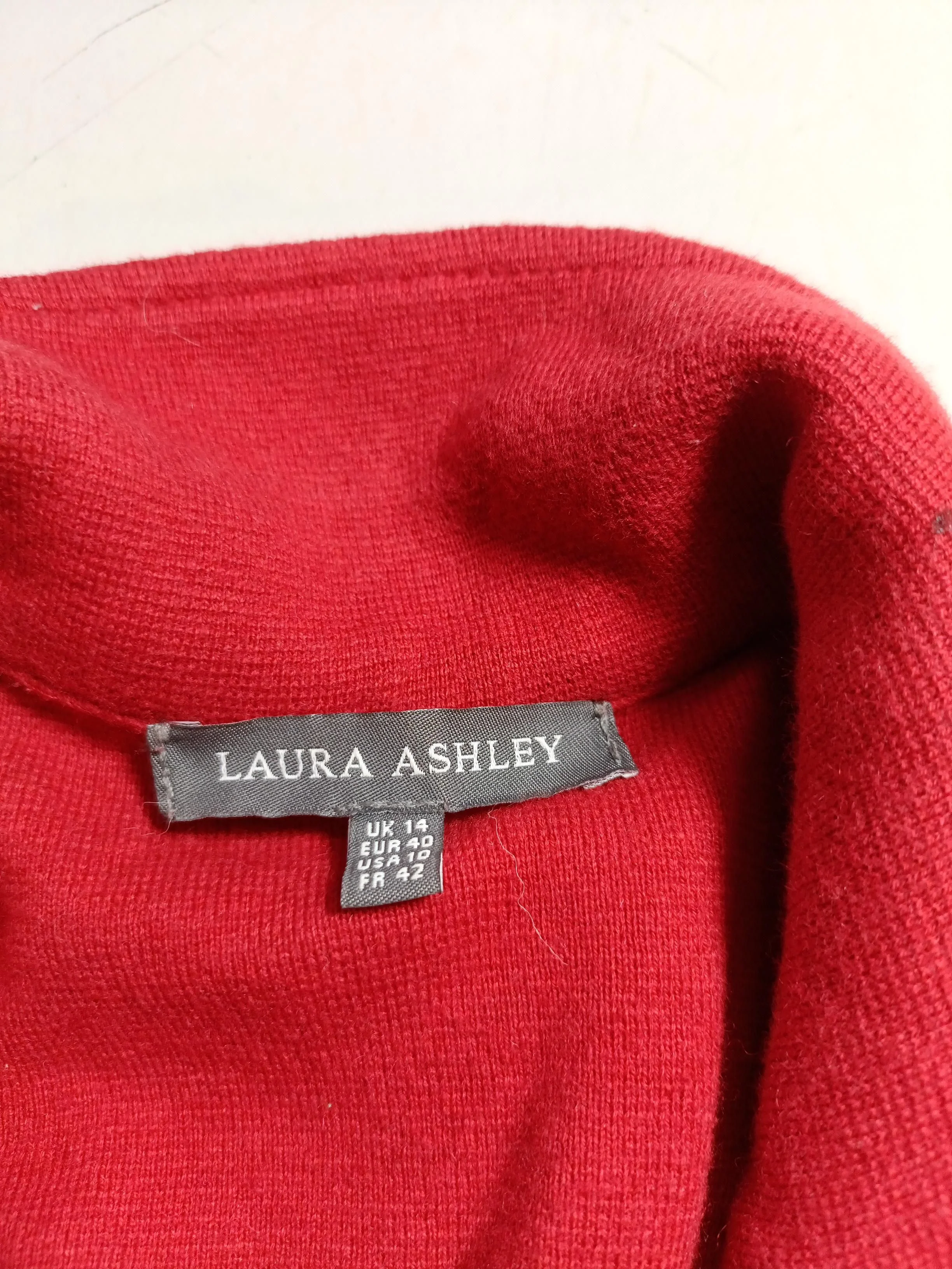 Laura Ashley Women's Blazer UK 14 Red Cotton with Wool Overcoat - Image 6