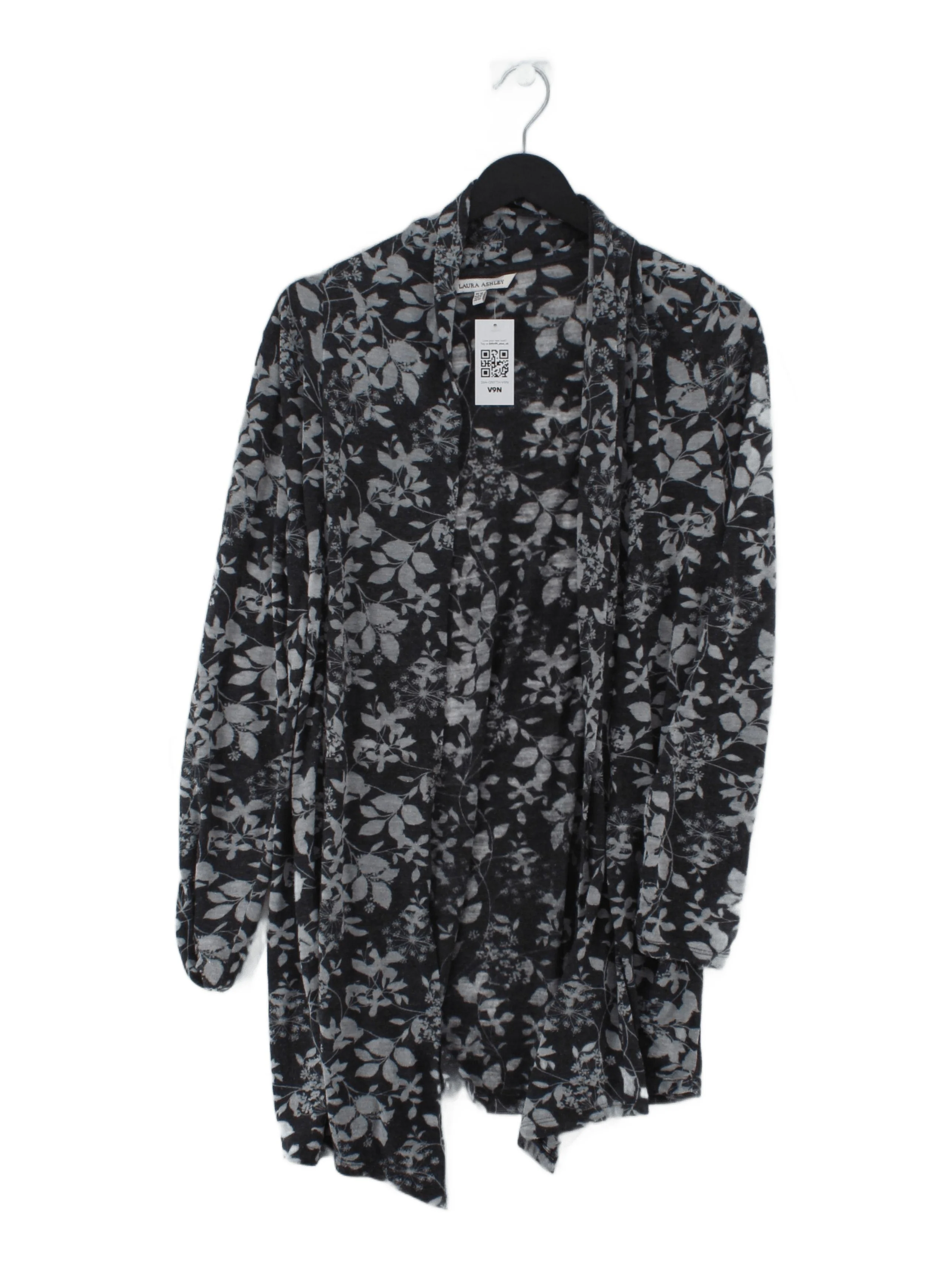 Laura Ashley Women's Cardigan UK 12 Grey Floral 100% Polyester V-Neck Cardigan