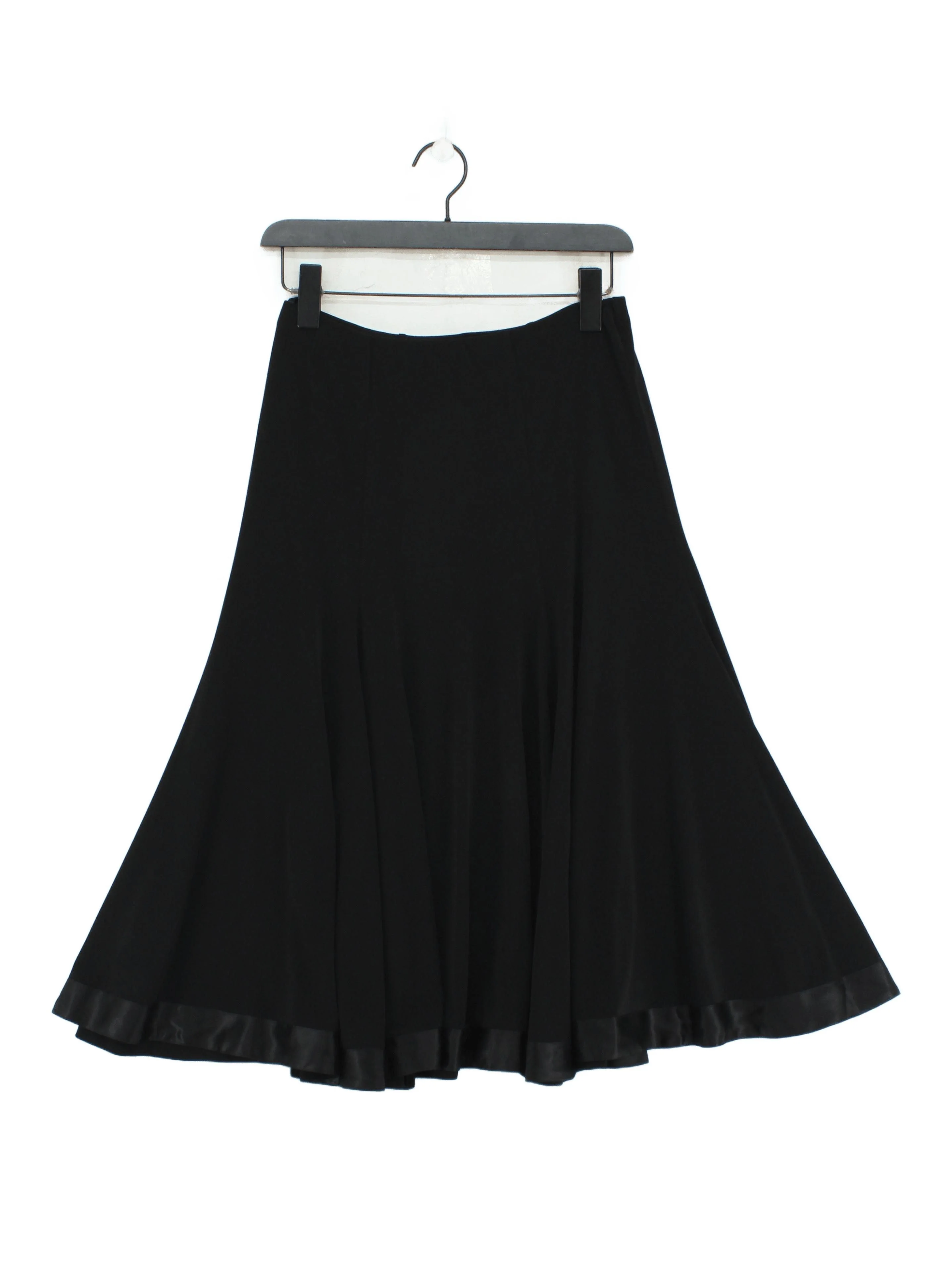 Laura Ashley Women's Midi Skirt UK 10 Black Polyester with Elastane, Silk A-Line