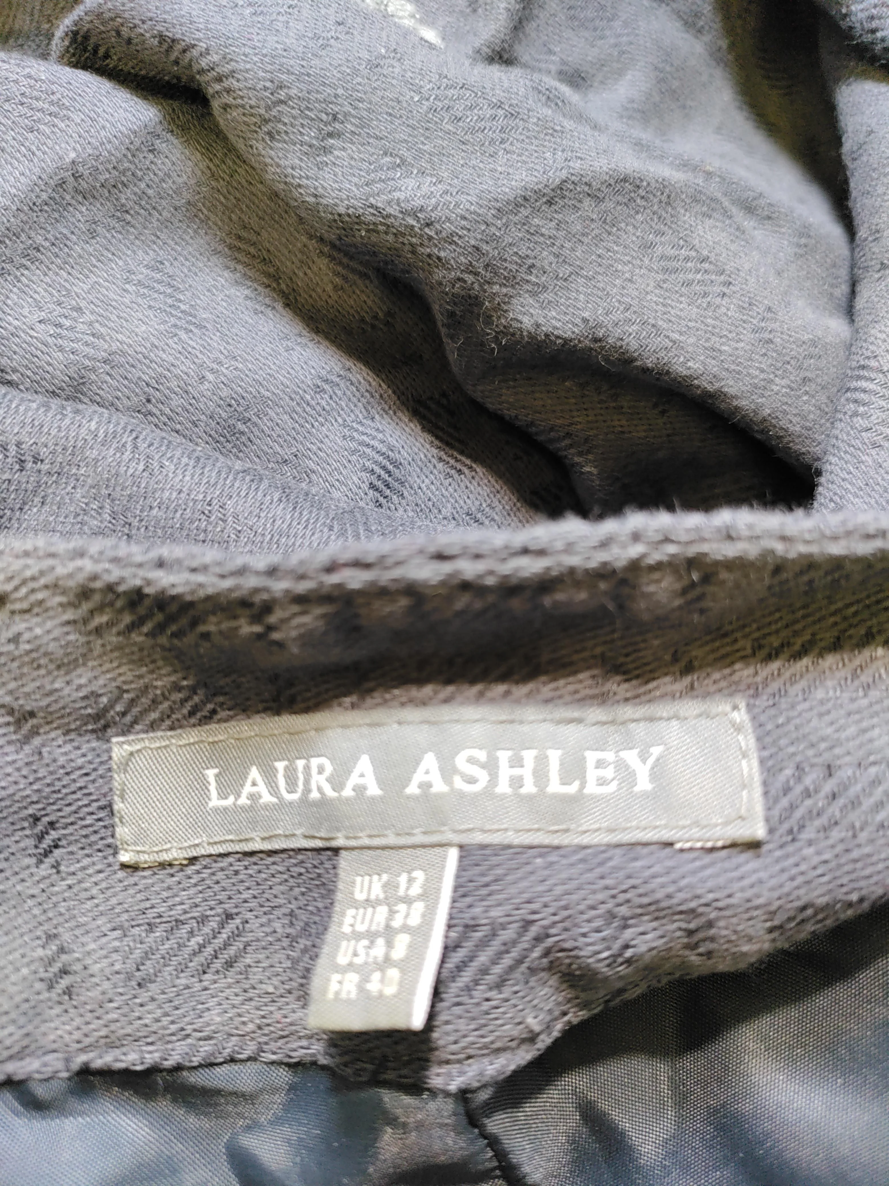 Laura Ashley Women's Midi Skirt UK 12 Grey Cotton with Linen, Viscose A-Line - Image 6