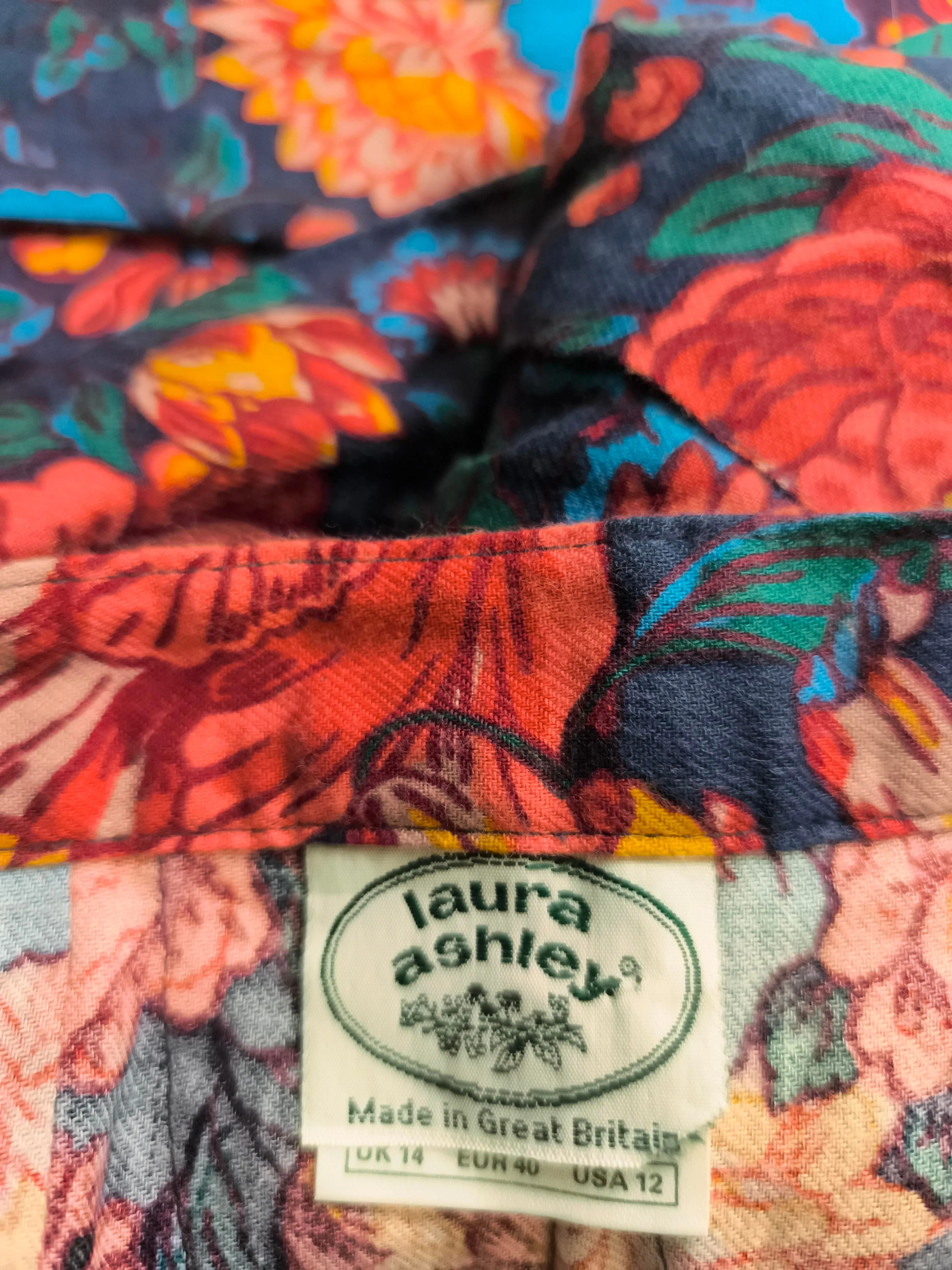 Laura Ashley Women's Midi Skirt UK 14 Multi Floral 100% Cotton Midi Pleated - Image 5