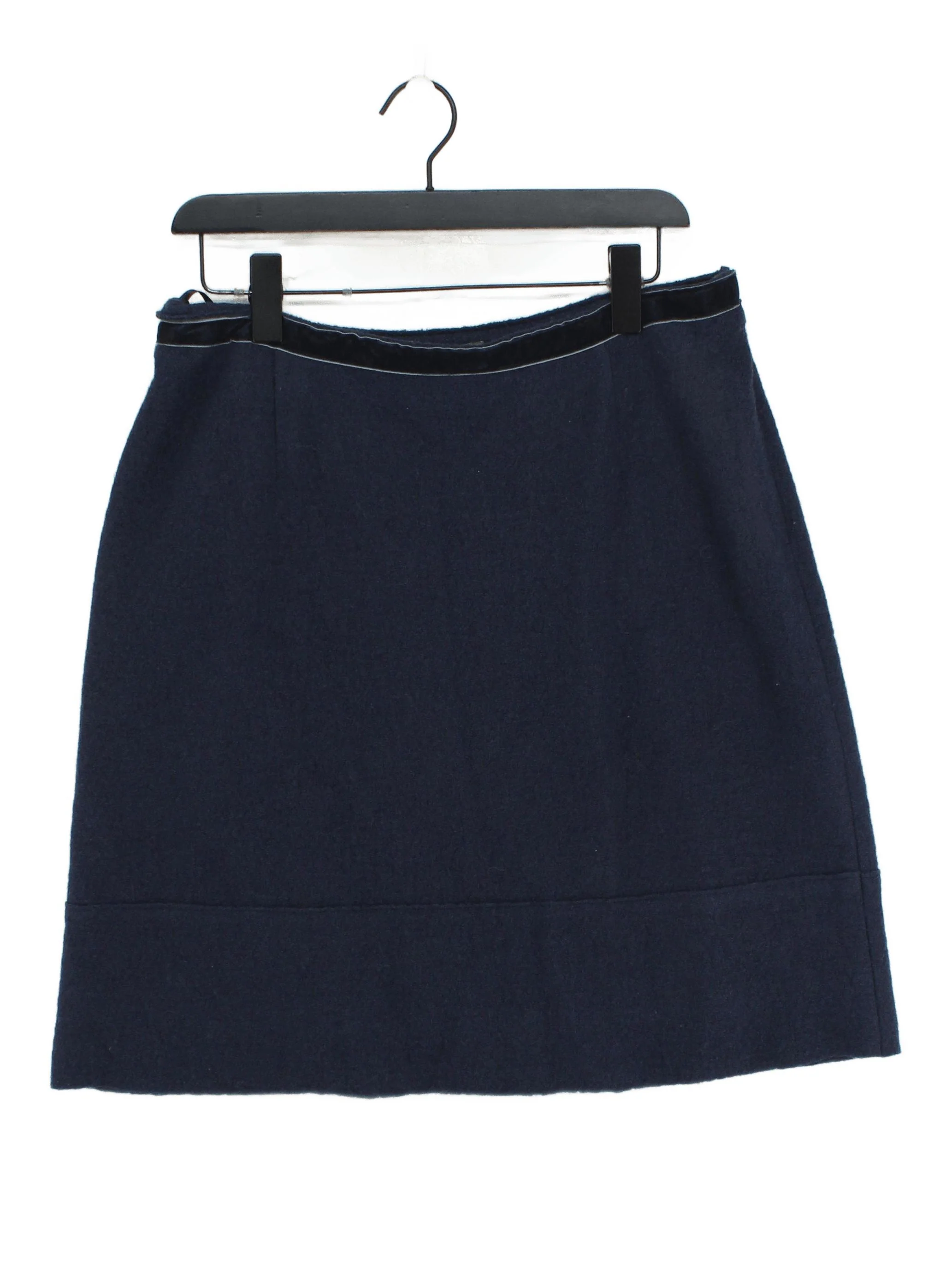 Laura Ashley Women's Mini Skirt UK 14 Blue Viscose with Wool Short Mini