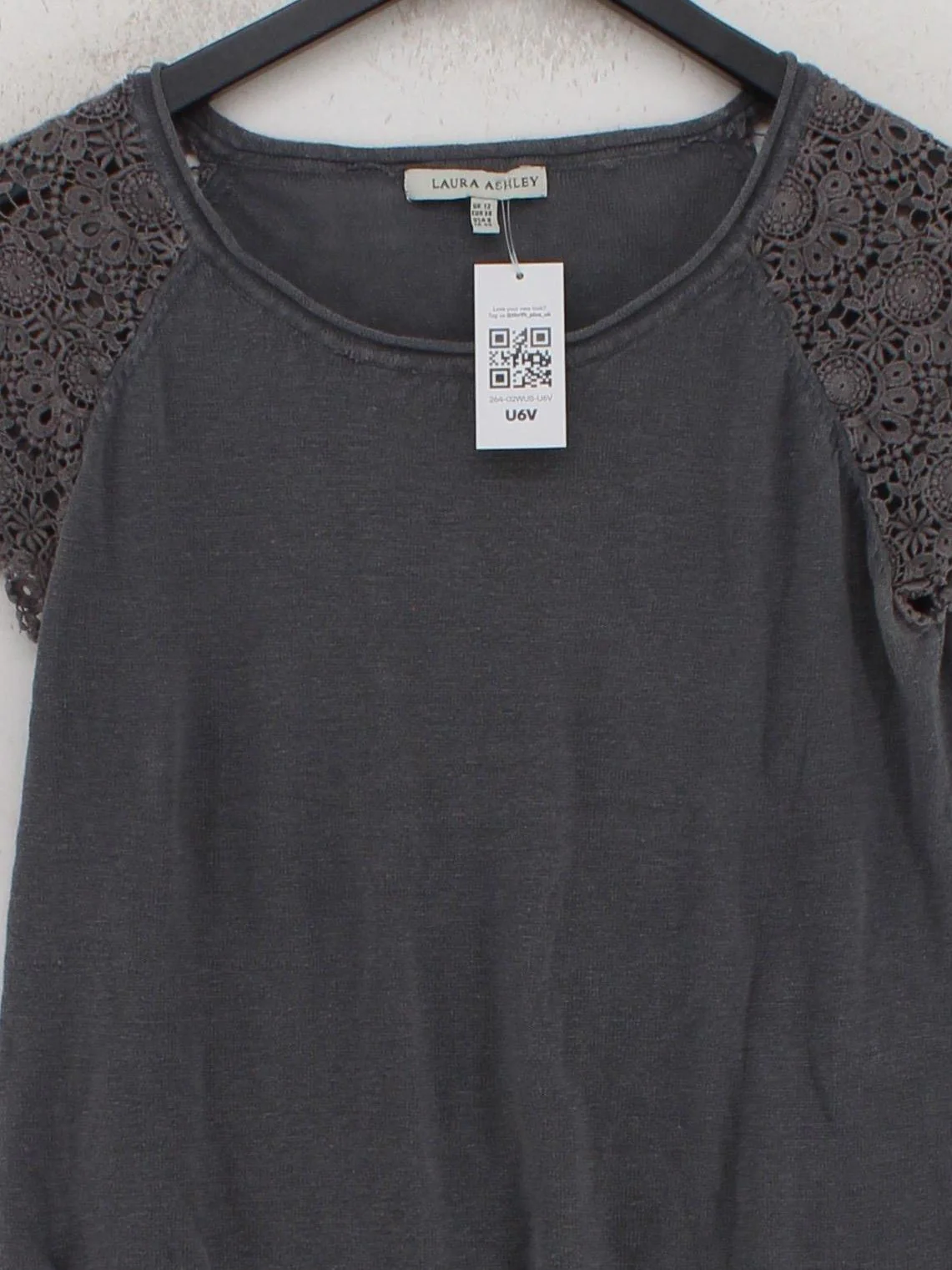 Laura Ashley Women's T-Shirt UK 12 Grey Linen with Cotton Basic - Image 3