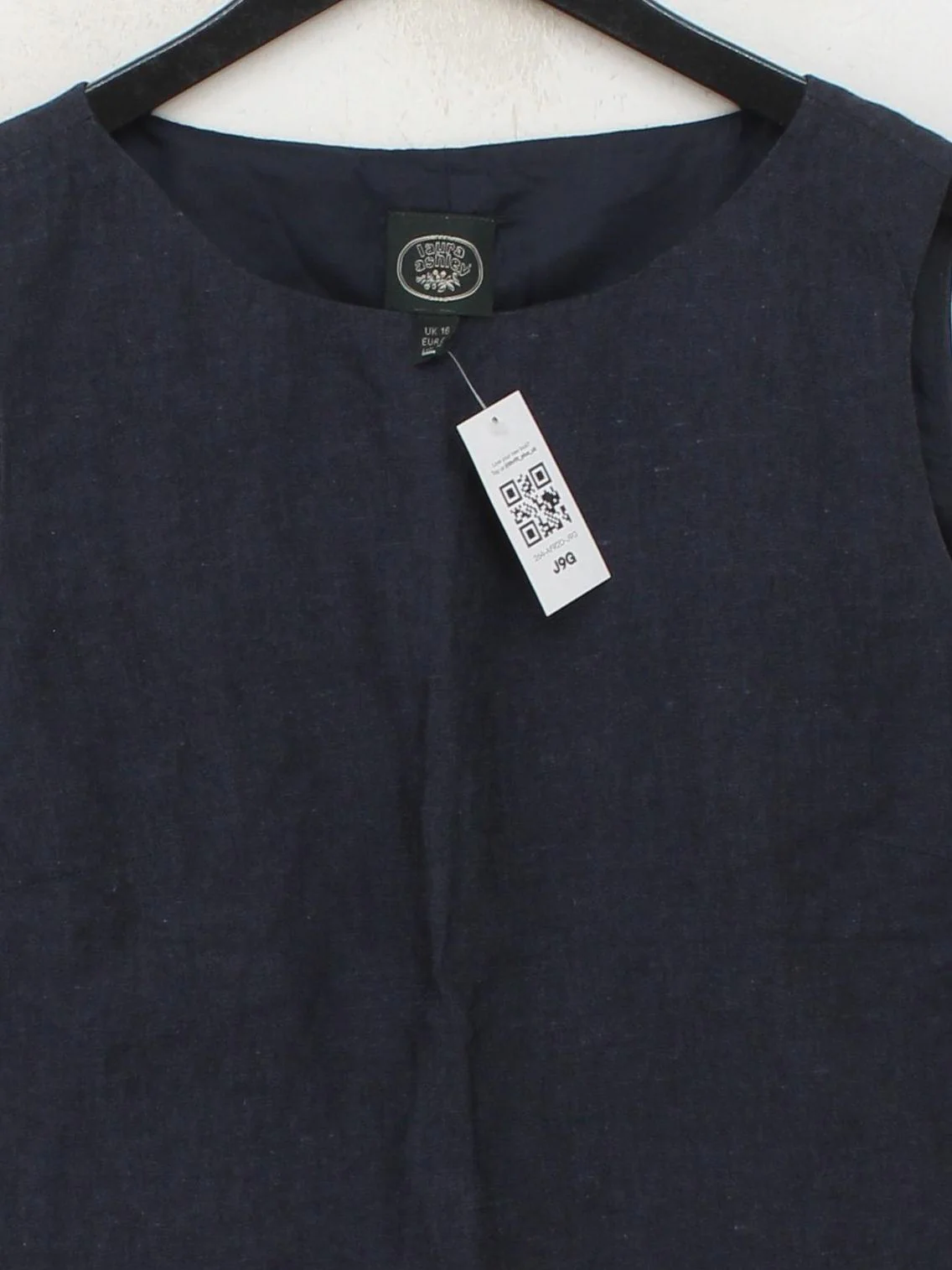 Laura Ashley Women's Top UK 16 Blue Viscose with Linen Basic - Image 3