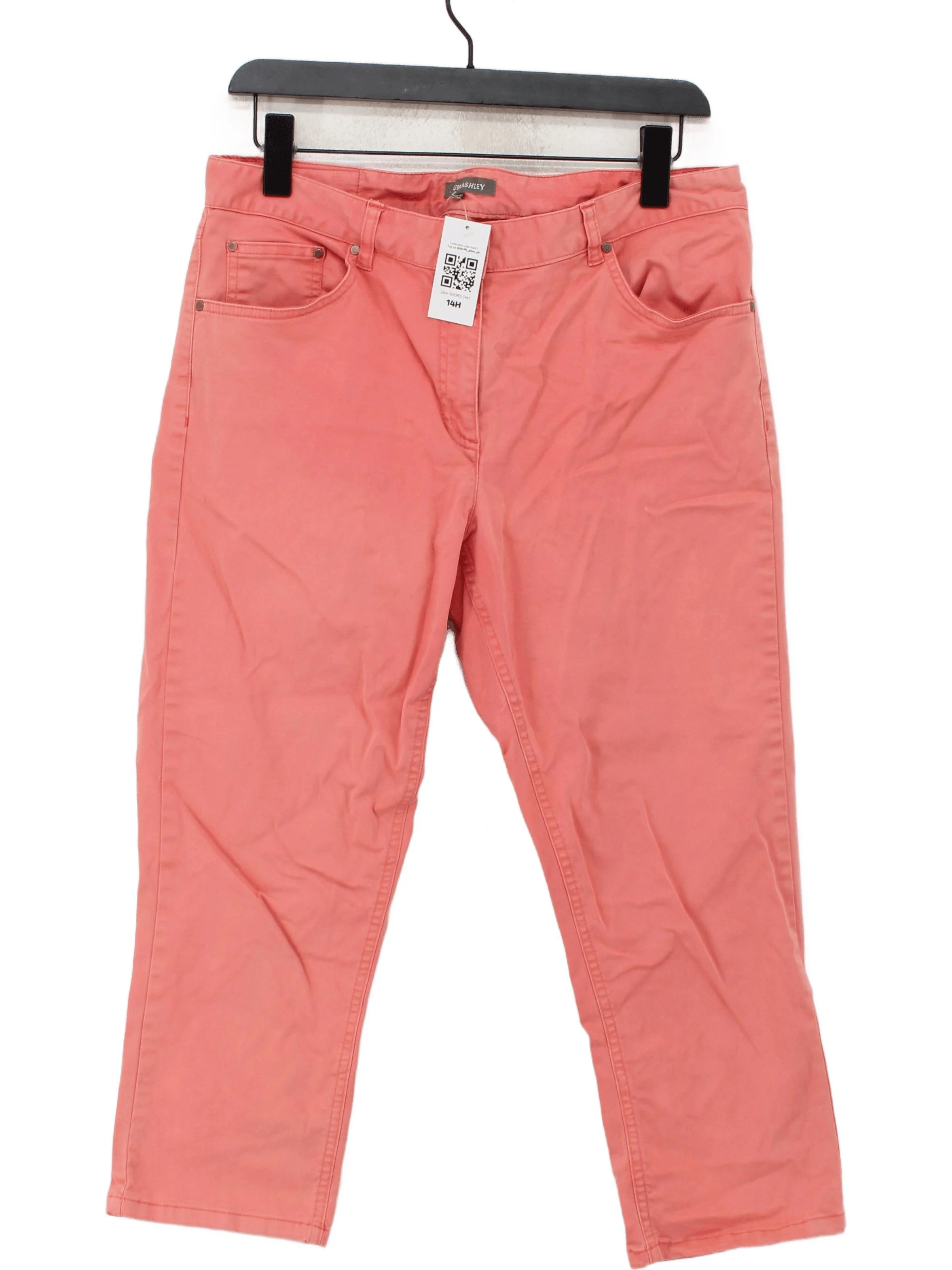 Laura Ashley Women's Trousers UK 14 Pink Cotton with Elastane Straight Capri