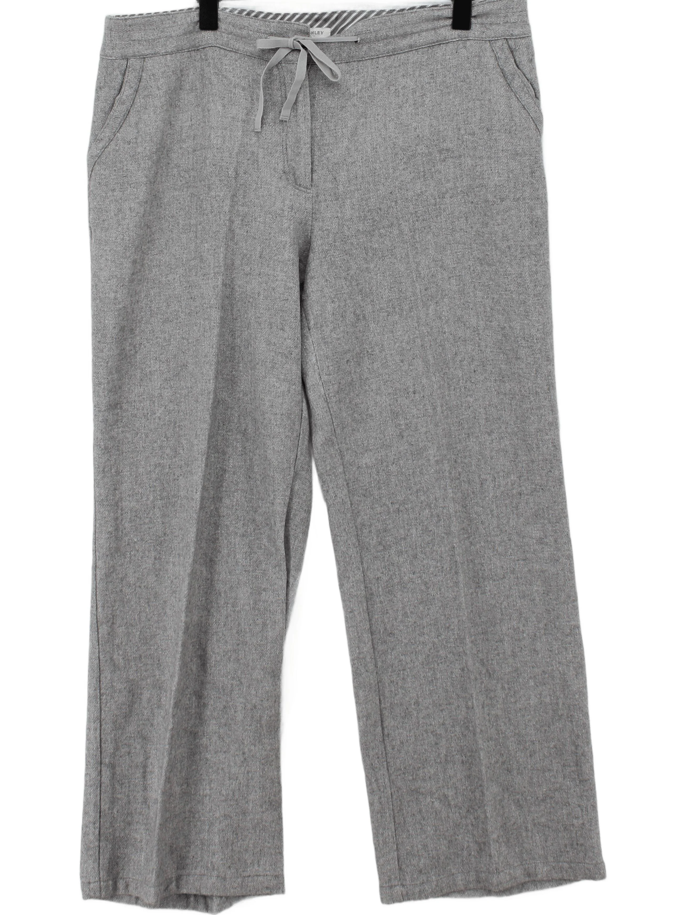Laura Ashley Women's Trousers UK 18 Grey Wool with Viscose, Acrylic Cropped