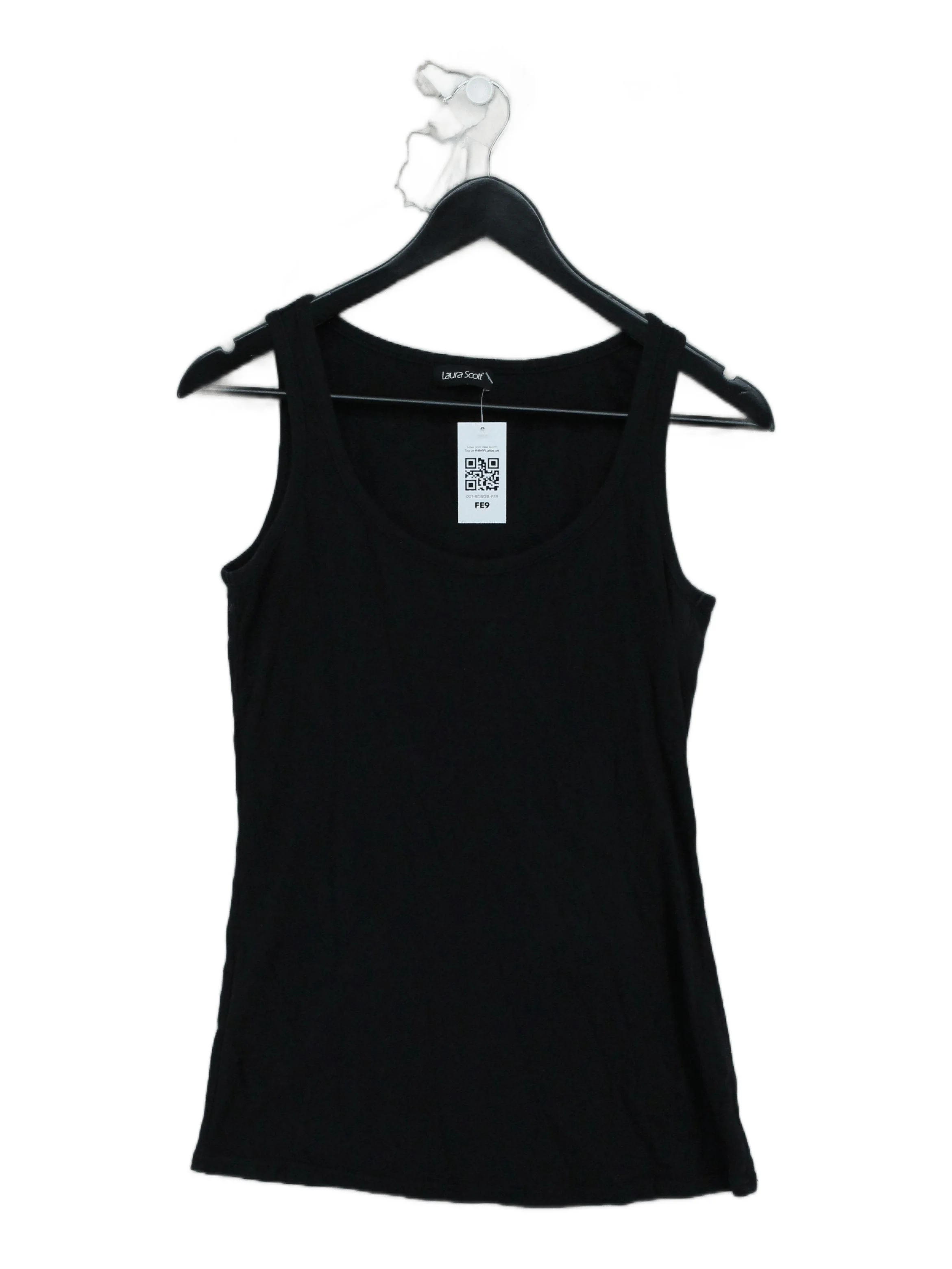 Laura Scott Women's T-Shirt UK 12 Black 100% Cotton Sleeveless Round Neck Basic