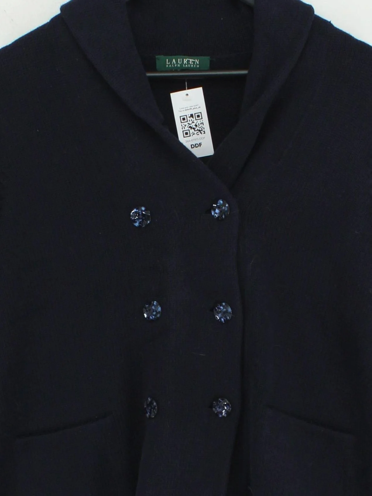 Lauren Ralph Lauren Women's Cardigan L Blue 100% Wool Collared Cardigan - Image 3