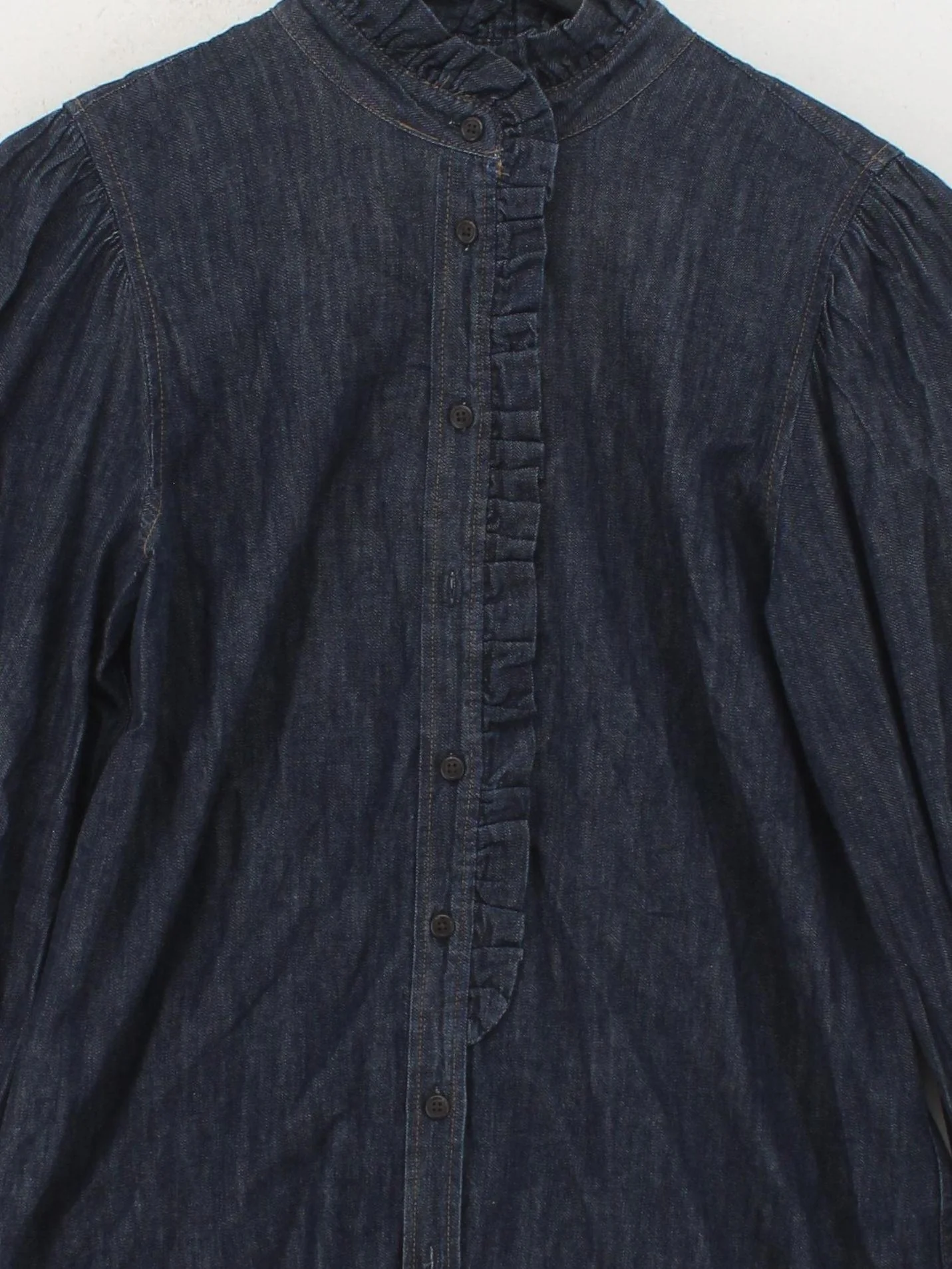 Lauren Ralph Lauren Women's Shirt M Blue 100% Cotton Long Sleeve High Neck Basic - Image 3
