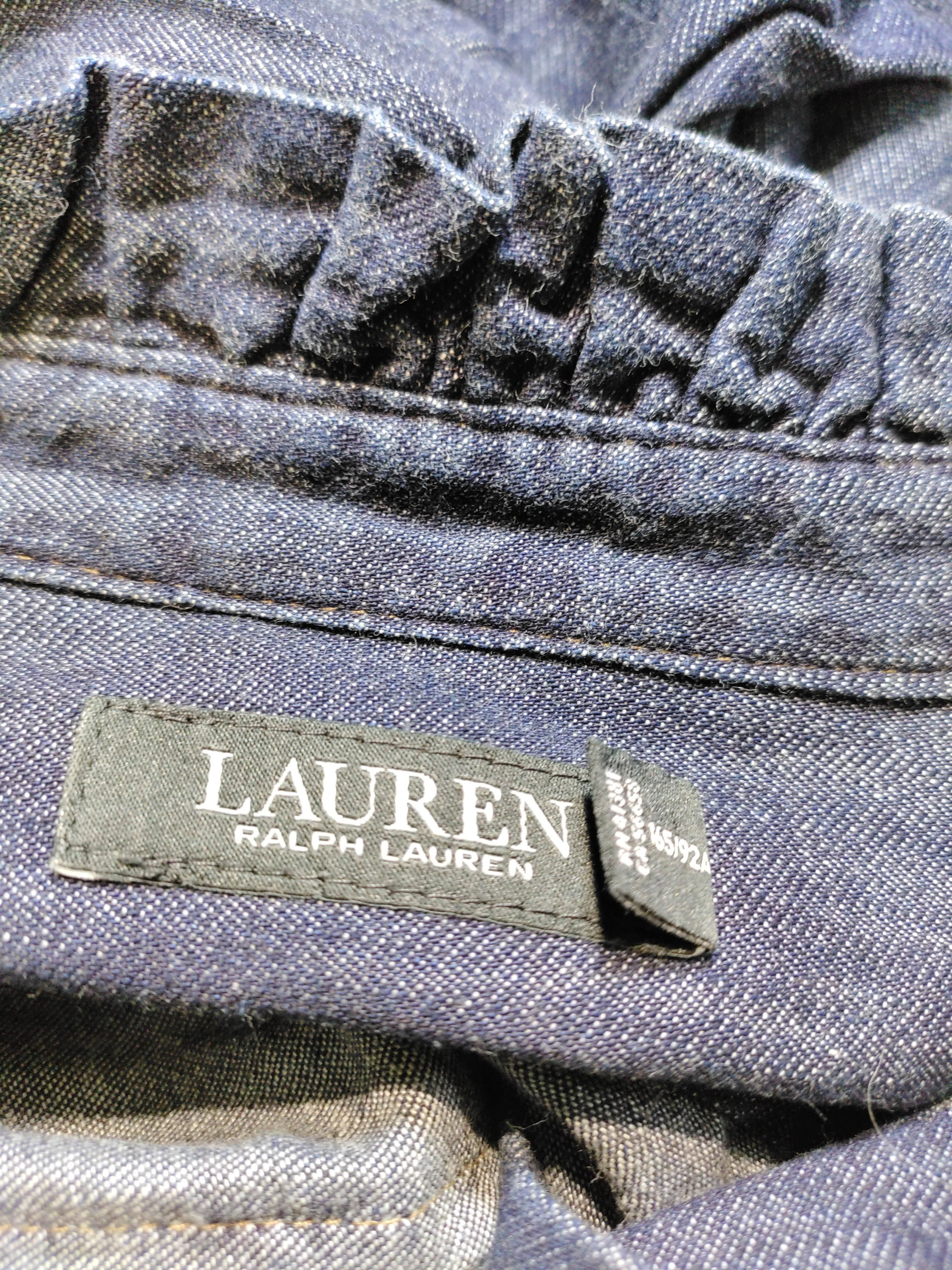 Lauren Ralph Lauren Women's Shirt M Blue 100% Cotton Long Sleeve High Neck Basic - Image 5
