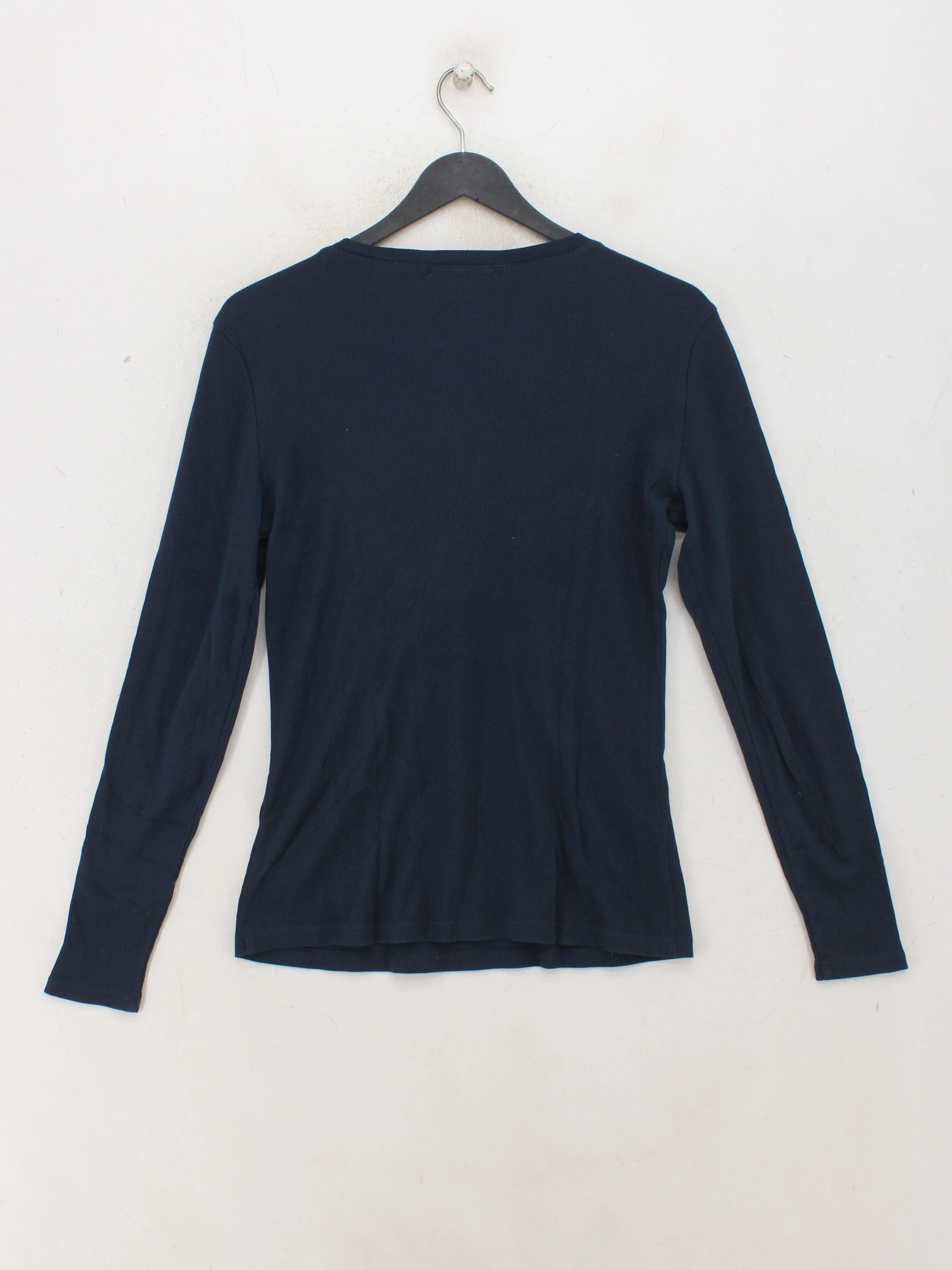 Lauren Ralph Lauren Women's Top M Blue 100% Cotton Long Sleeve Round Neck Basic - Image 2