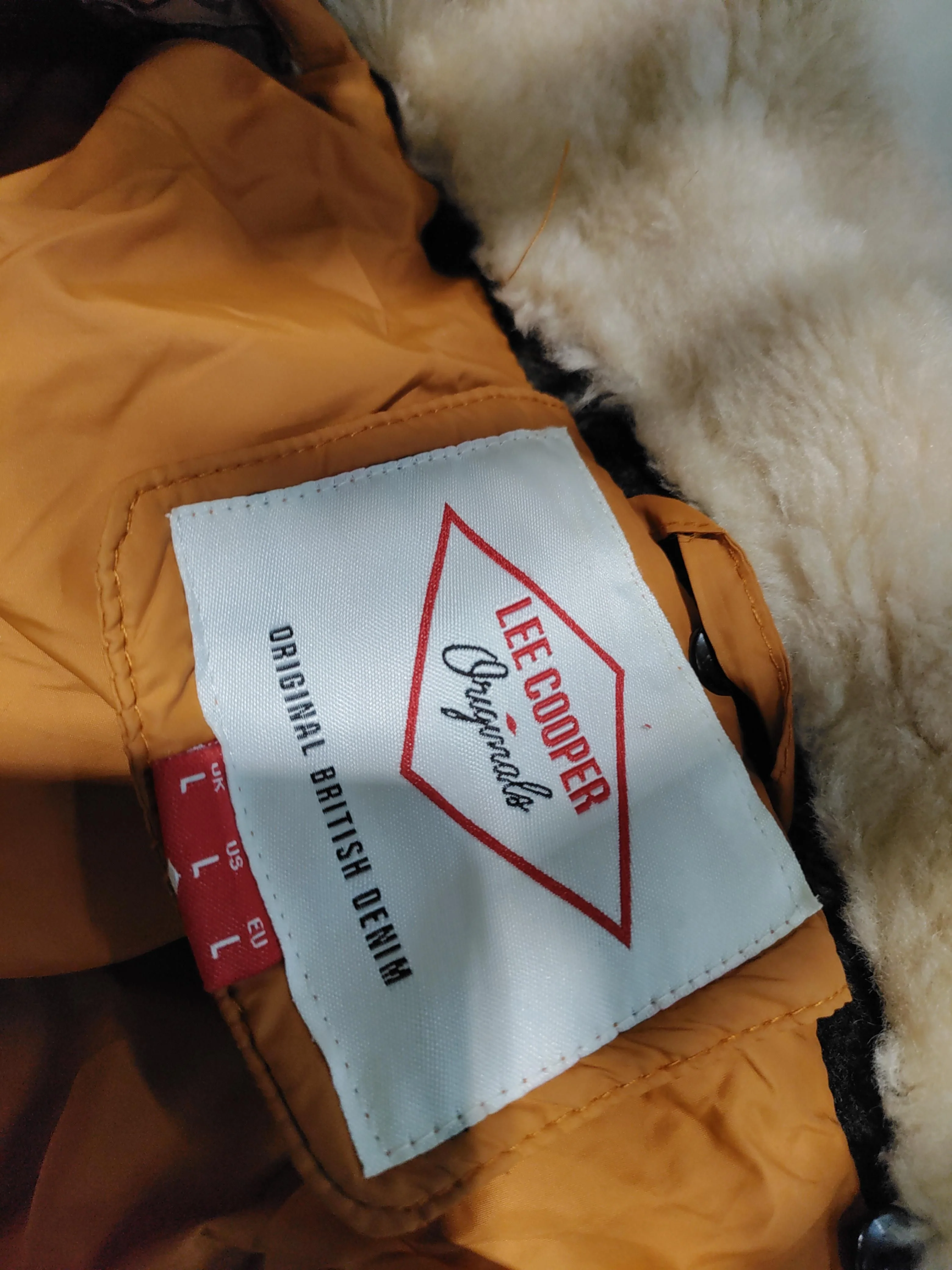 Lee Cooper Men's Coat L Orange Checkered Polyester with Wool Puffer Jacket - Image 6
