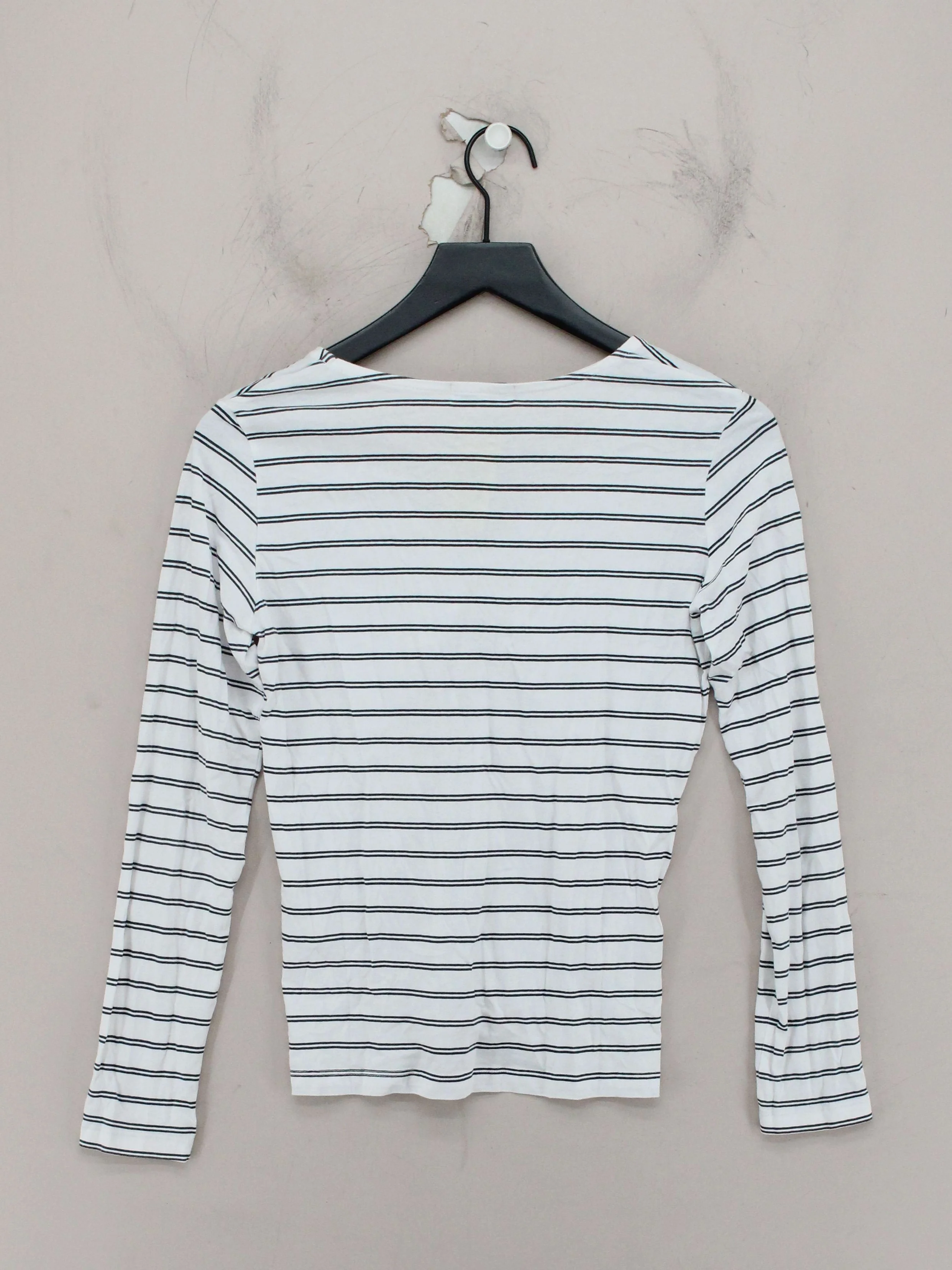 Lee Cooper Women's Top S White Striped 100% Other Long Sleeve V-Neck Basic - Image 2