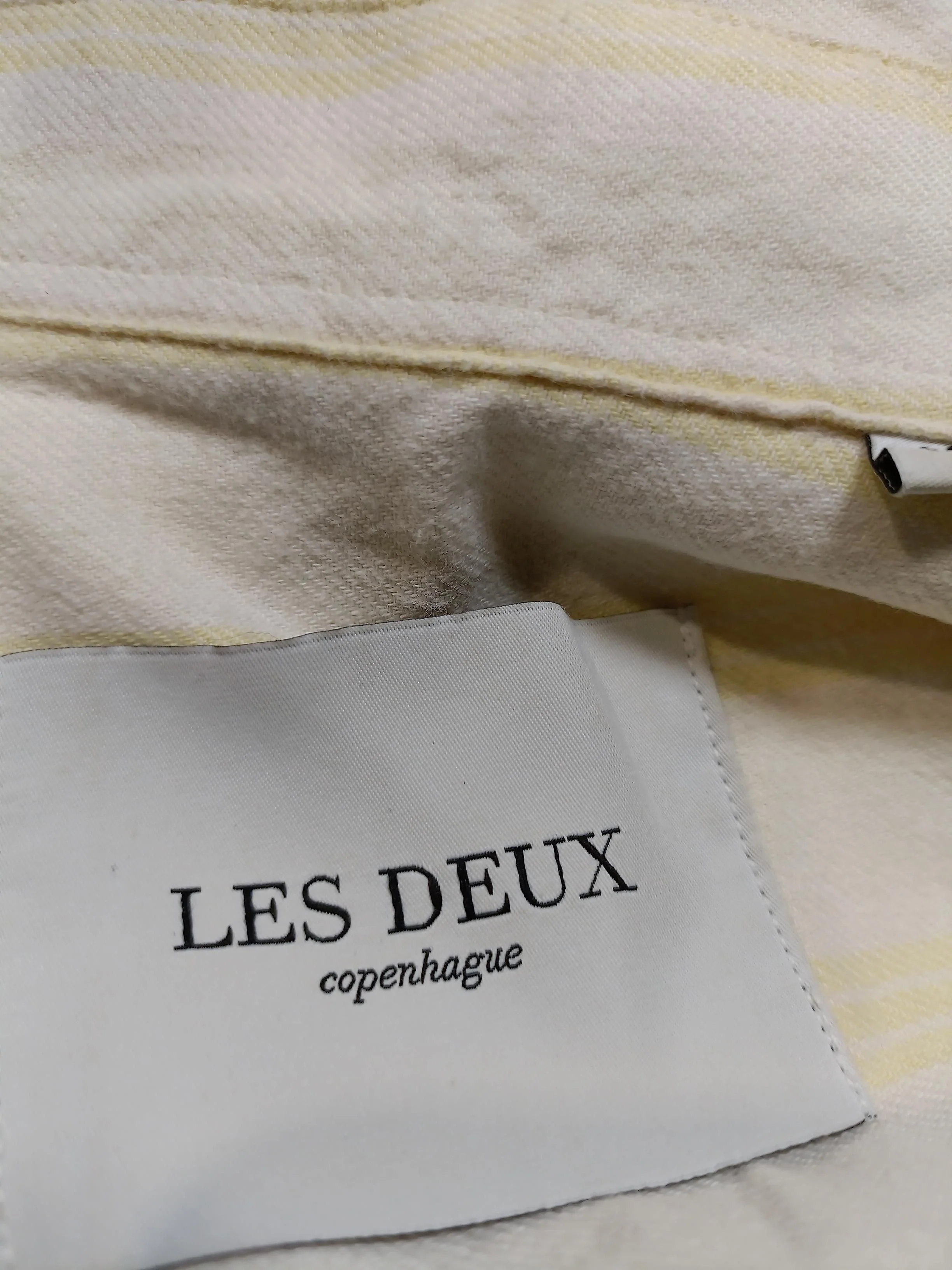 Les Deux Men's Shirt M Cream Striped 100% Cotton Basic - Image 5
