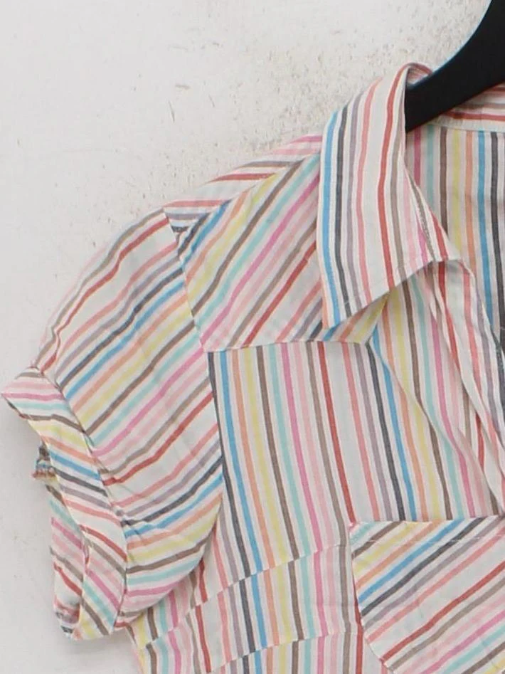 Levi’s Women's Shirt M Multi Striped 100% Other Short Sleeve Collared Basic - Image 4