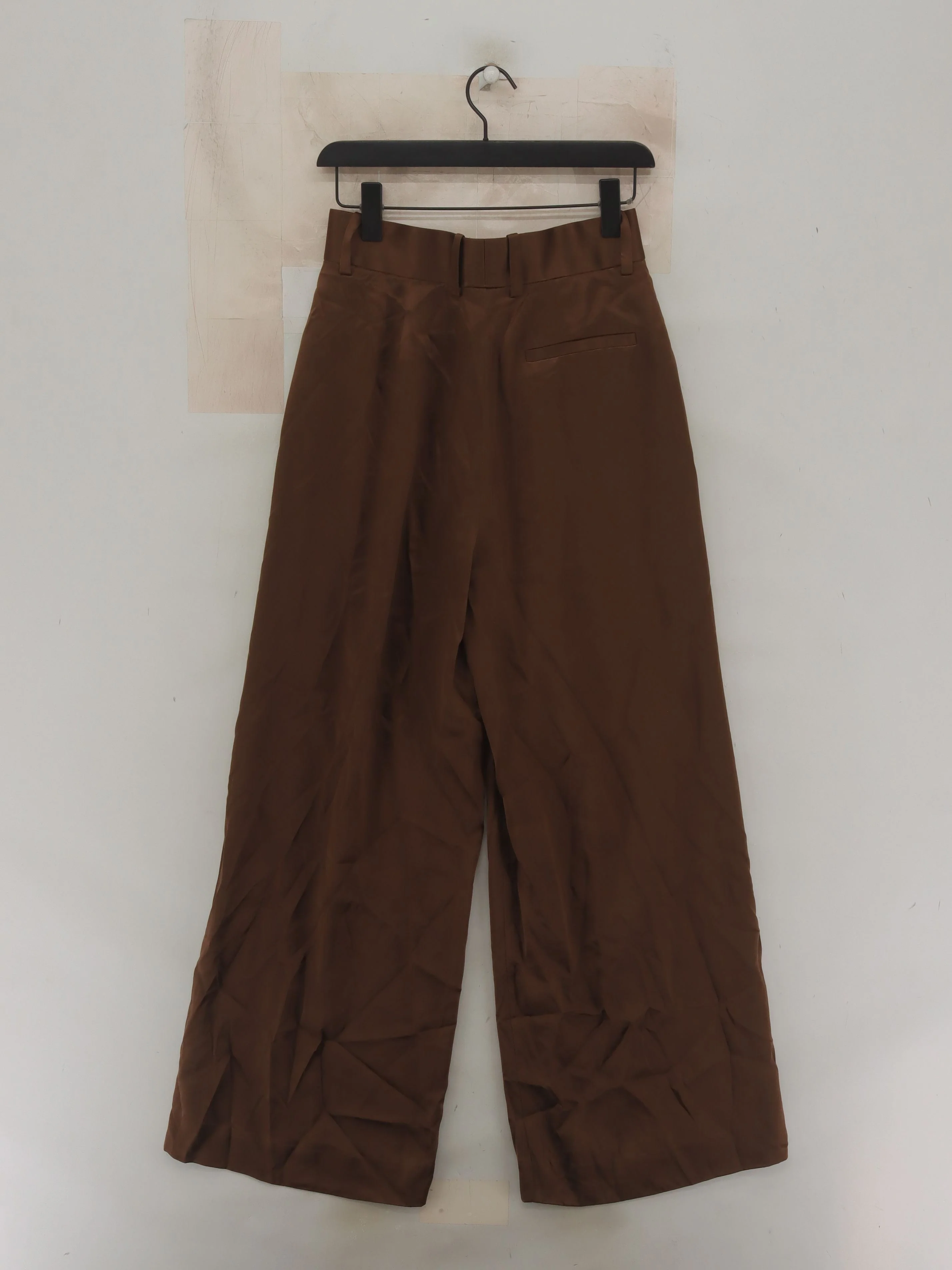 Lily Silk Women's Trousers UK 4 Brown 100% Silk Wide-Leg Sweatpants - Image 2