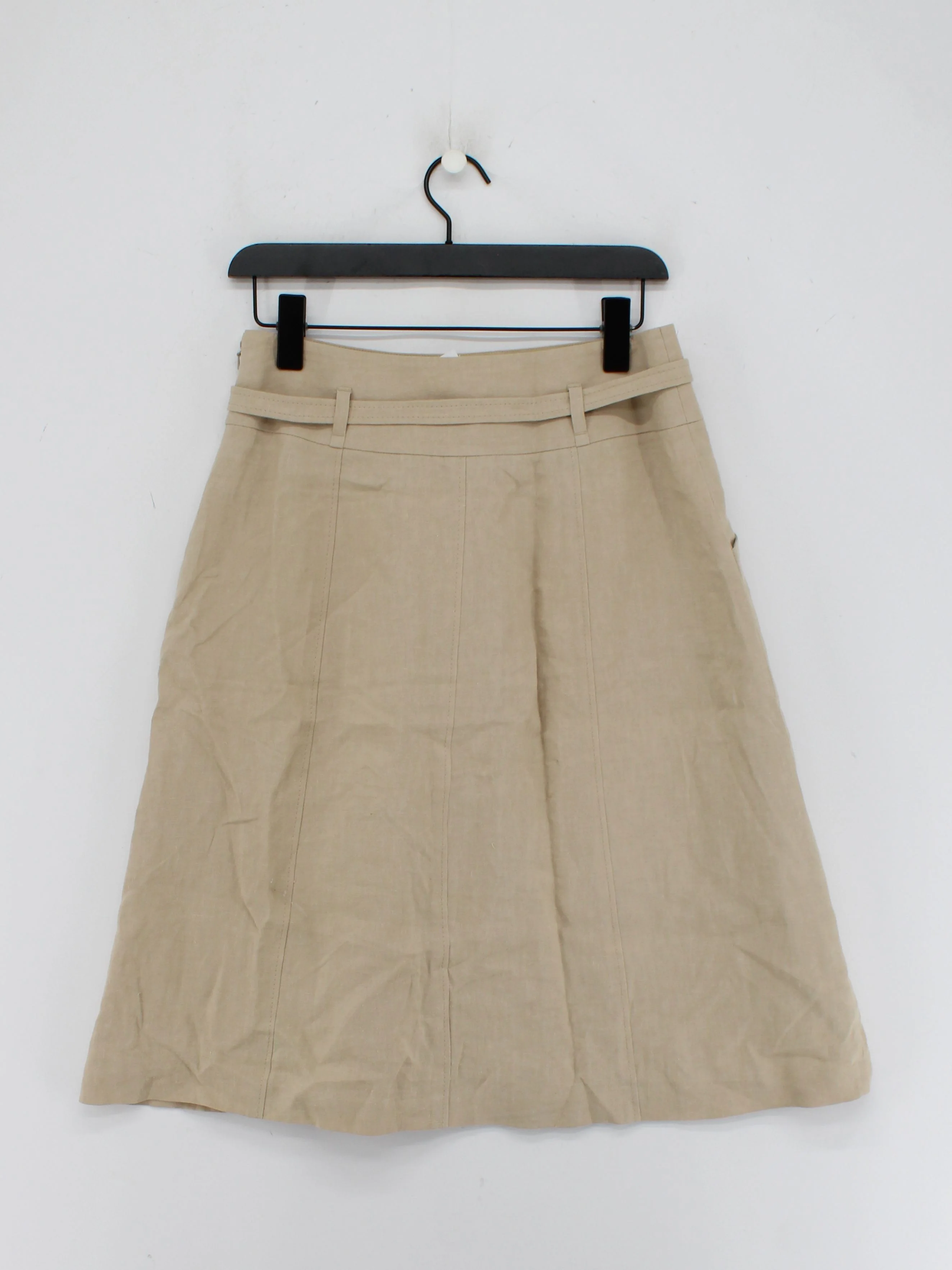 Linea Women's Midi Skirt UK 10 Tan Linen with Polyester Midi A-Line - Image 2