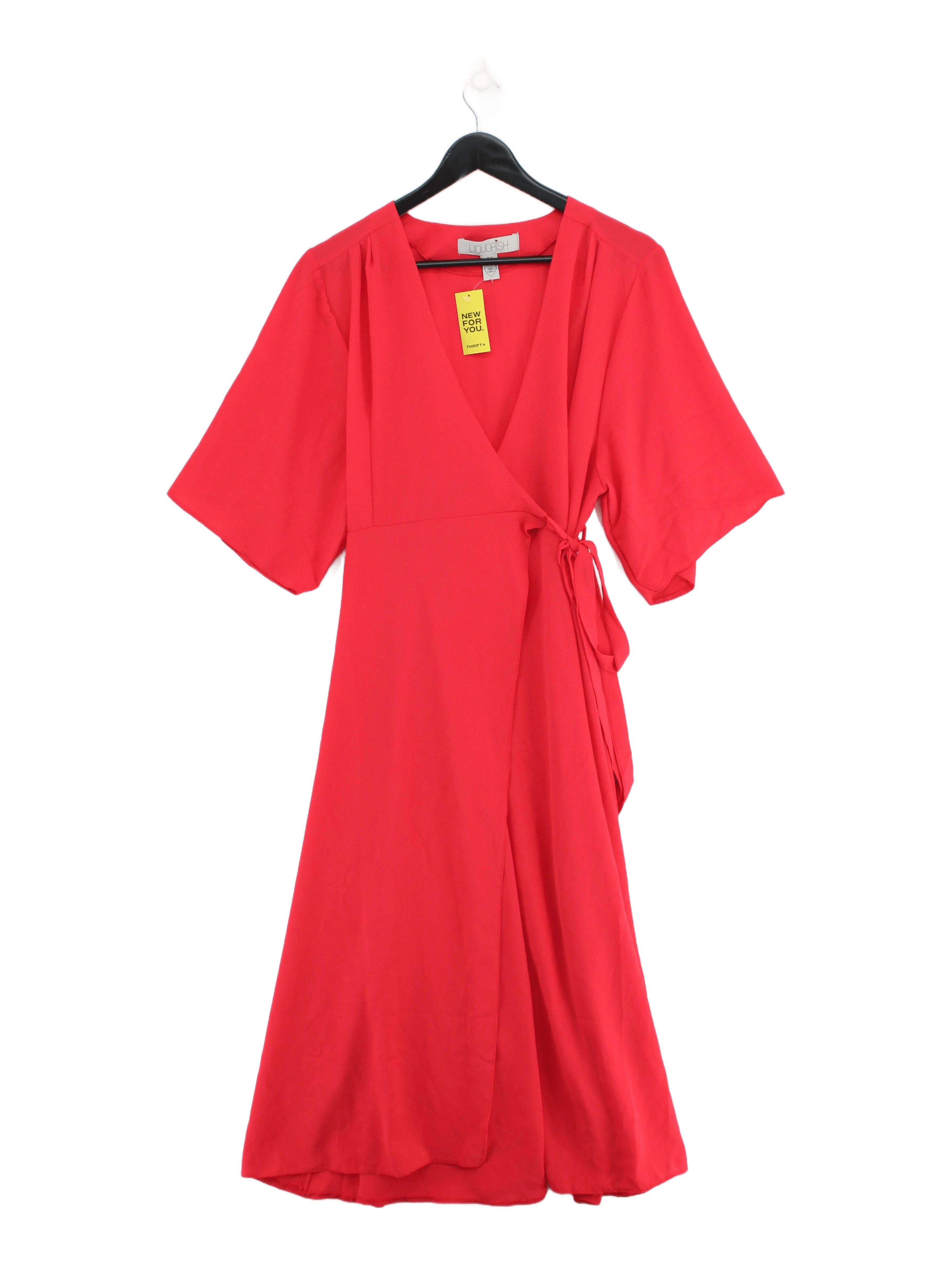 liquorish Wrap Midi Dress UK14 in Red