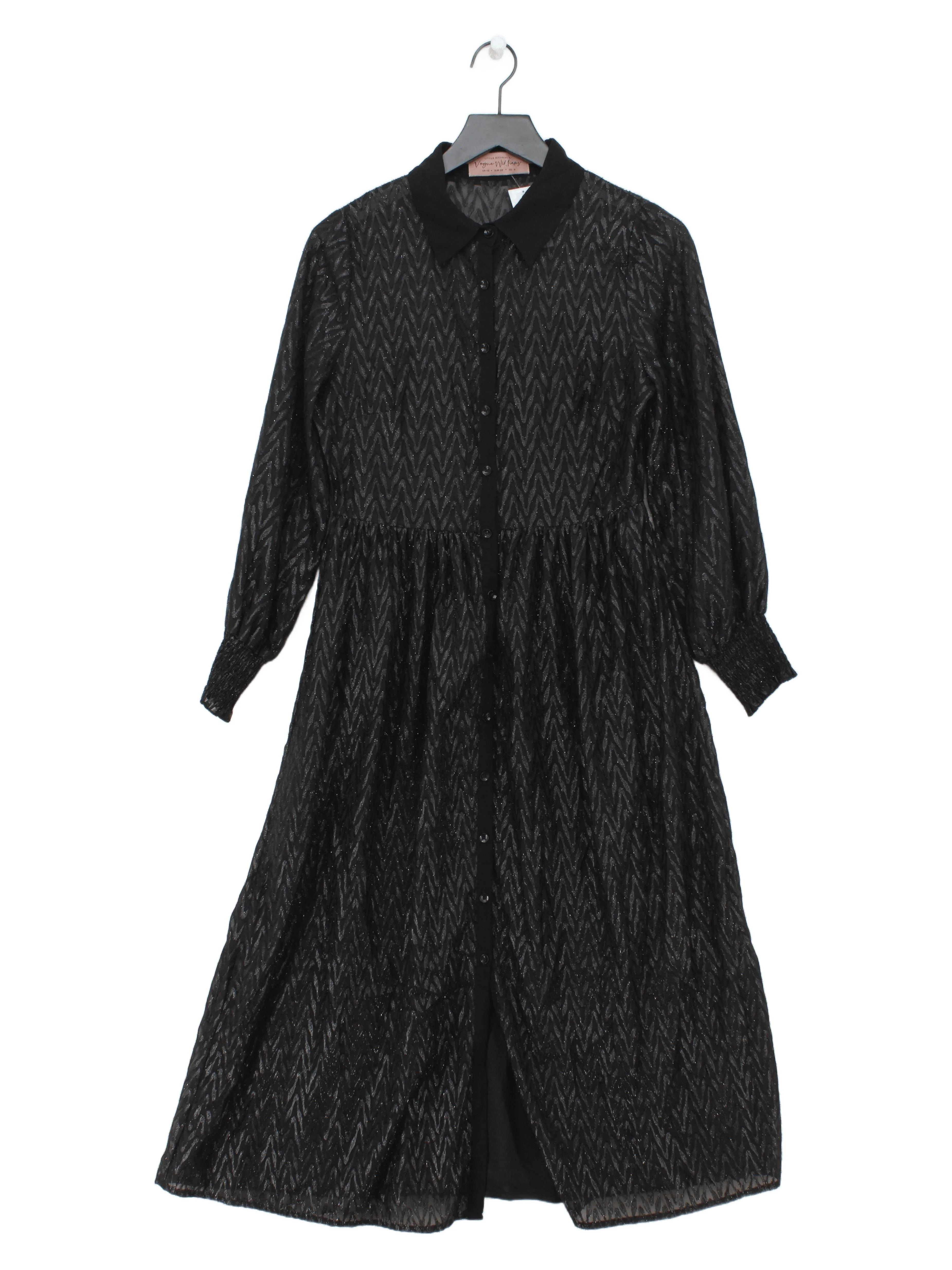 Little Mistress Shirt Midi Dress UK10 in Black