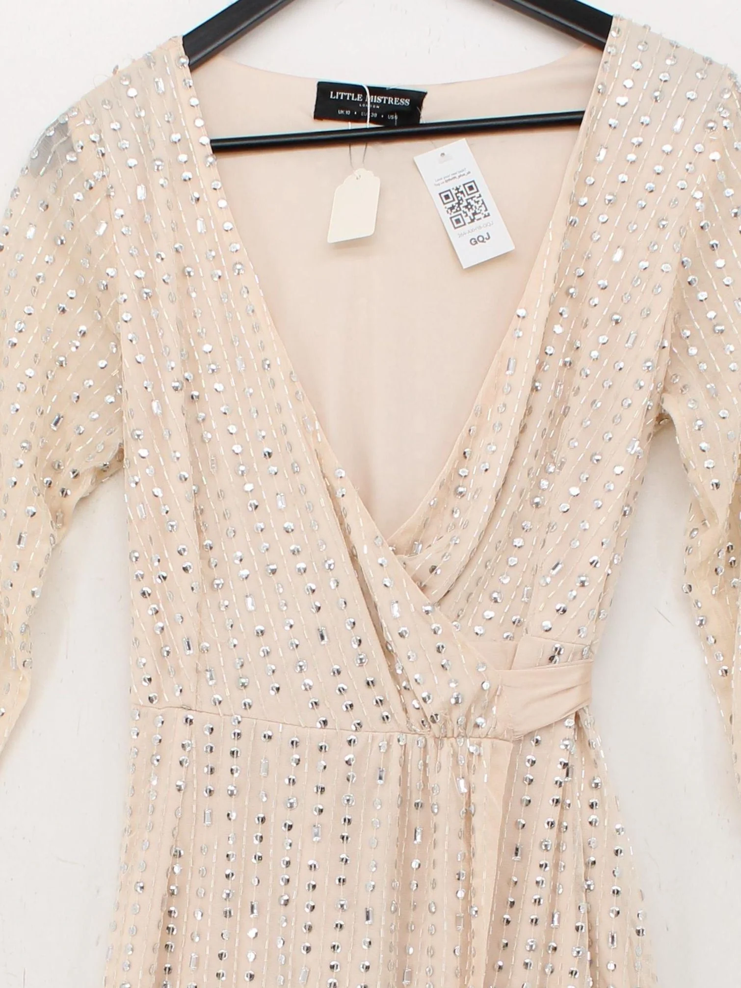 Little Mistress Wrap Maxi Dress UK10 in Cream - Image 3