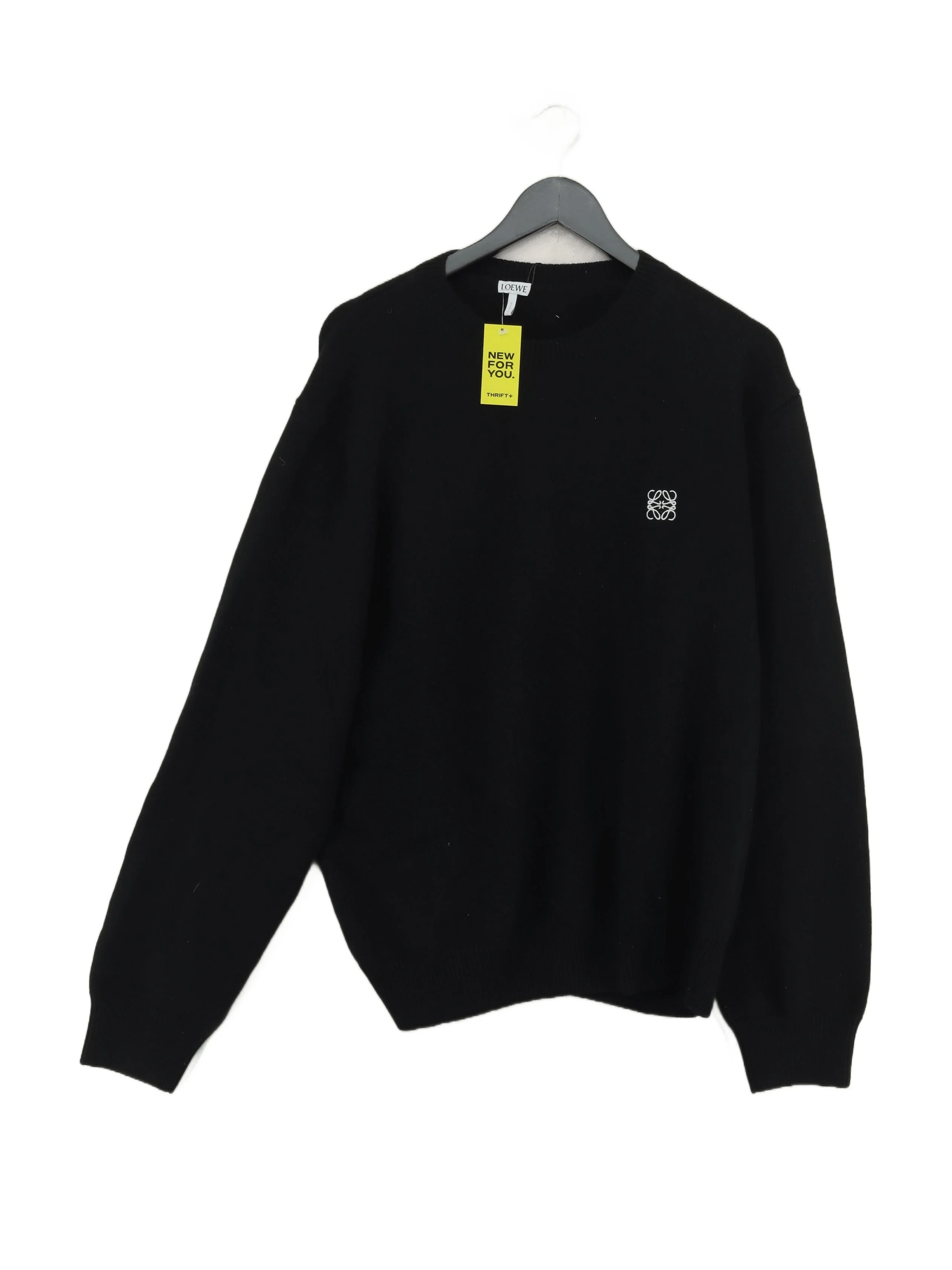 Loewe Men's Jumper XL Black 100% Wool Crew Neck Pullover New with tags