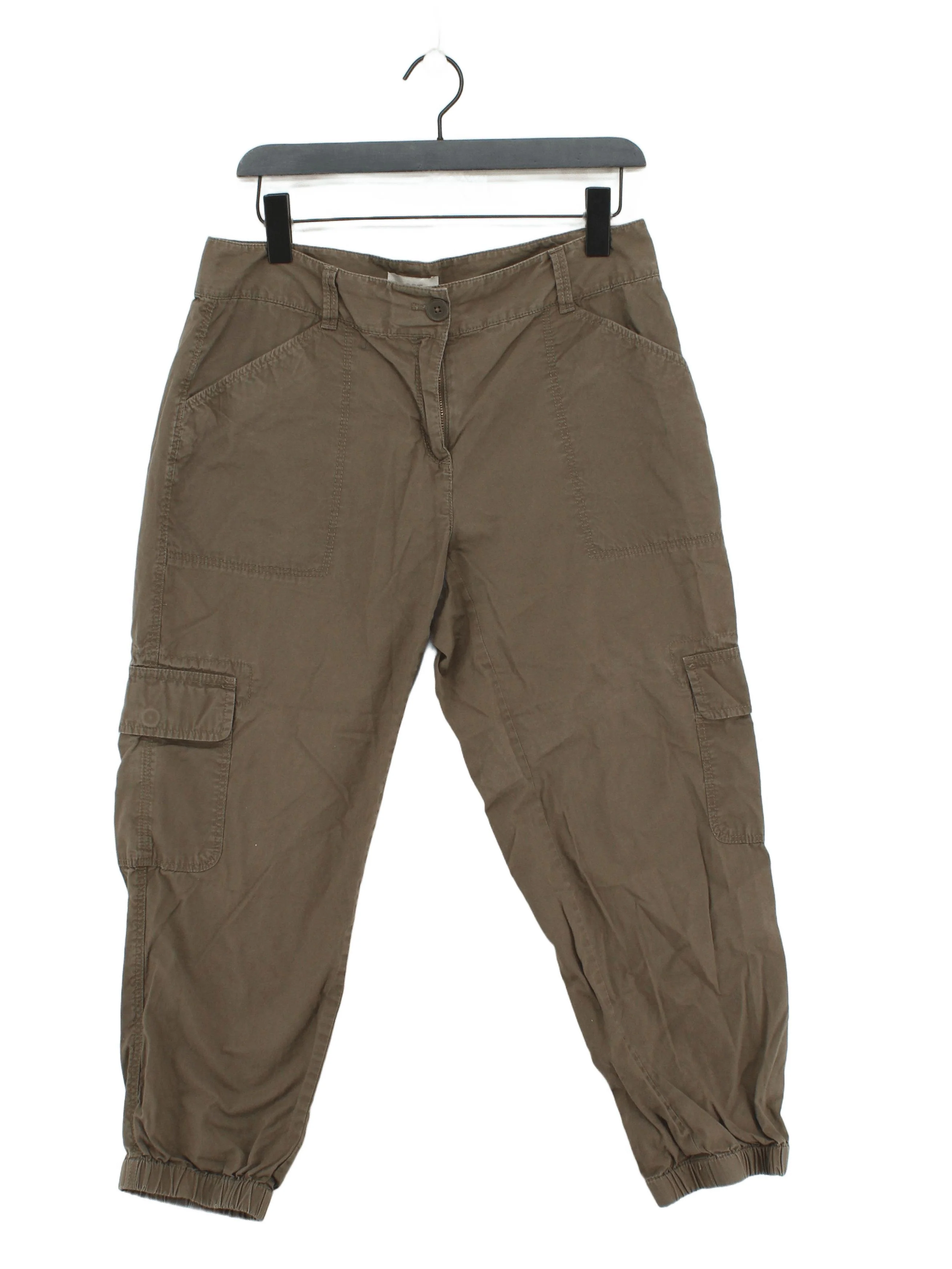 Loft Women's Sports Bottoms UK 10 Brown 100% Cotton Tapered Sweatpants