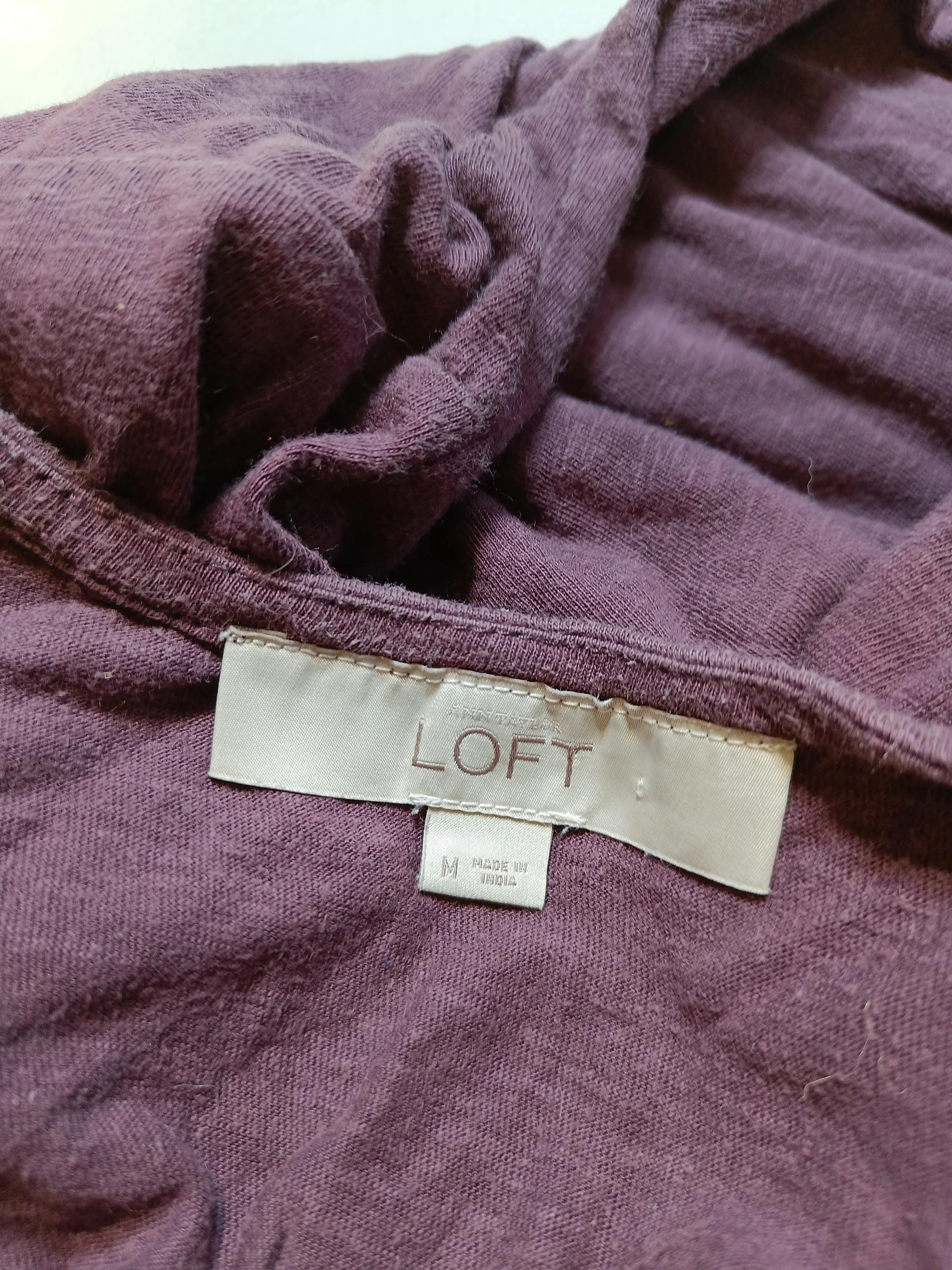 Loft Women's Top M Purple 100% Cotton Sleeveless V-Neck Basic - Image 7