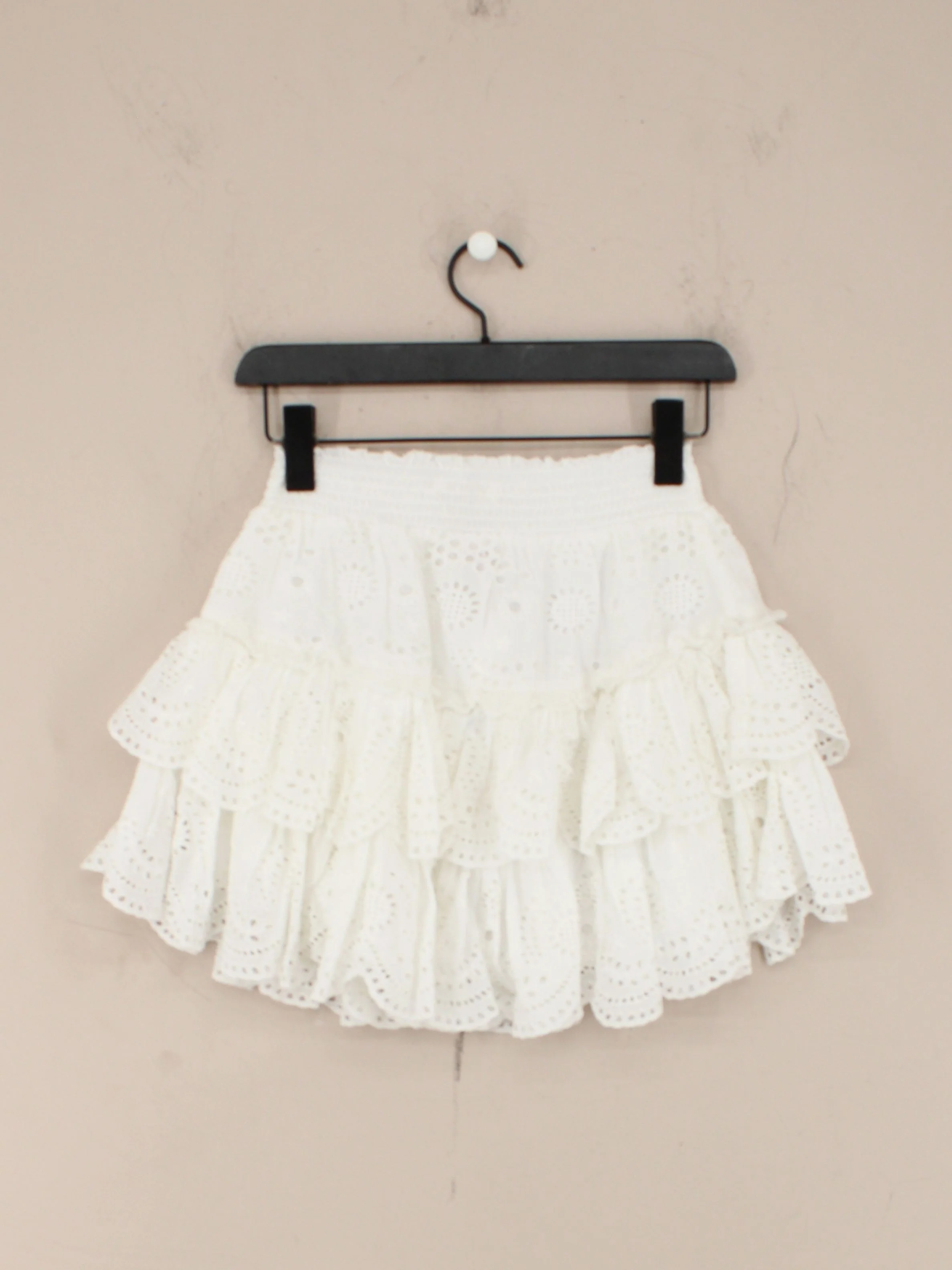 LoveShackFancy Women's Mini Skirt S White 100% Cotton Short Mini - Image 2