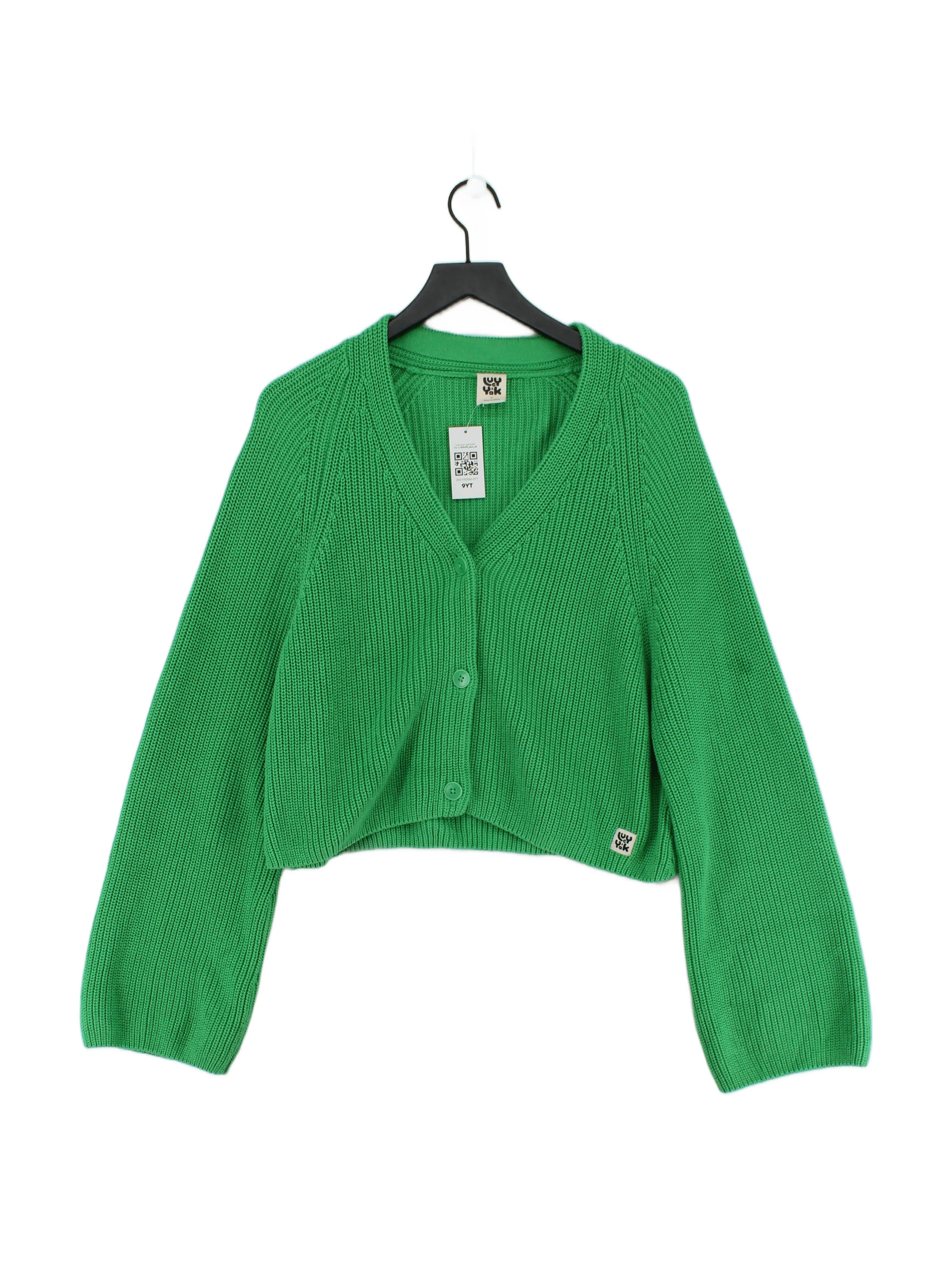 Lucy & Yak Women's Cardigan M Green 100% Cotton V-Neck Cardigan