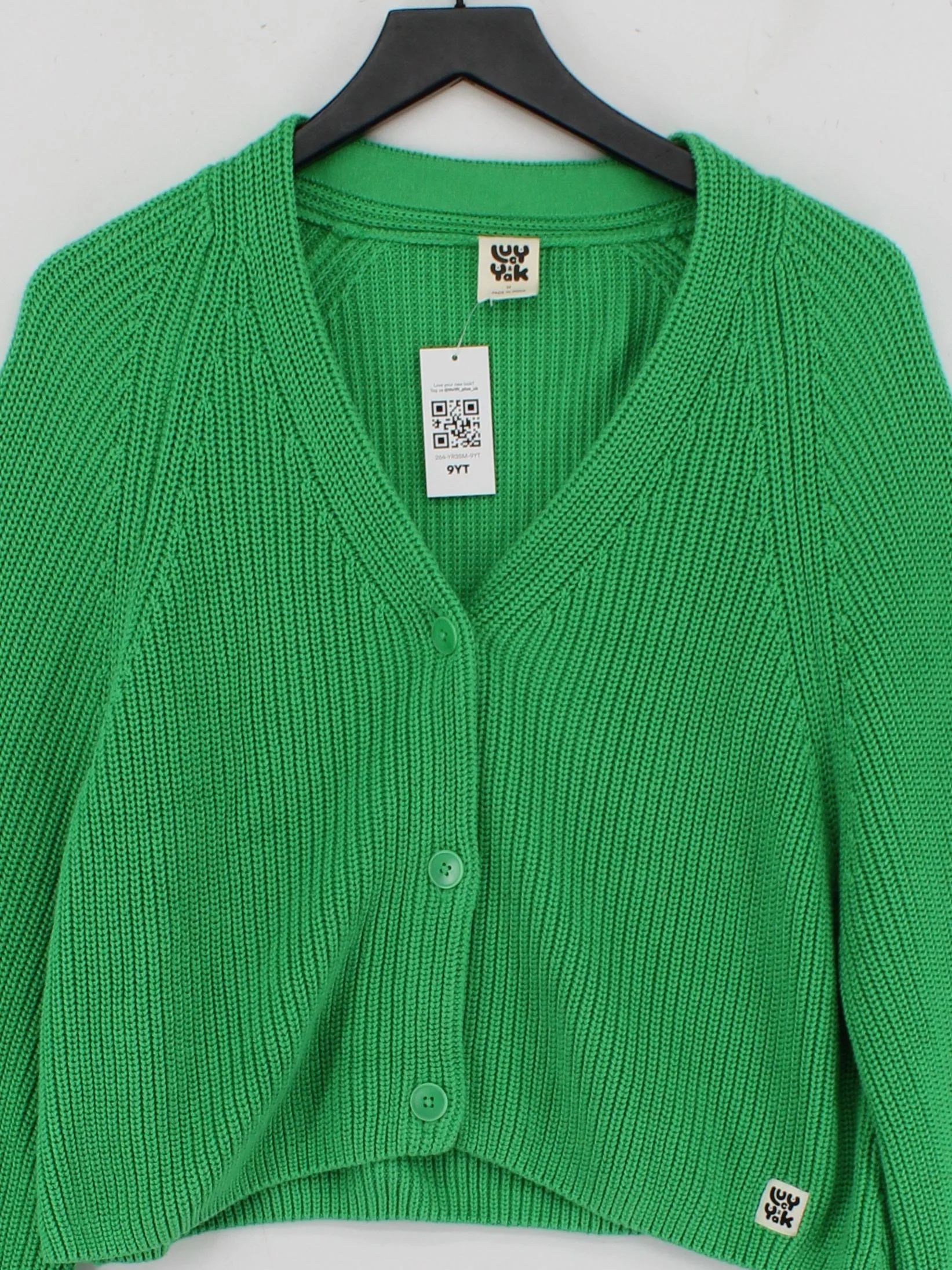 Lucy & Yak Women's Cardigan M Green 100% Cotton V-Neck Cardigan - Image 3