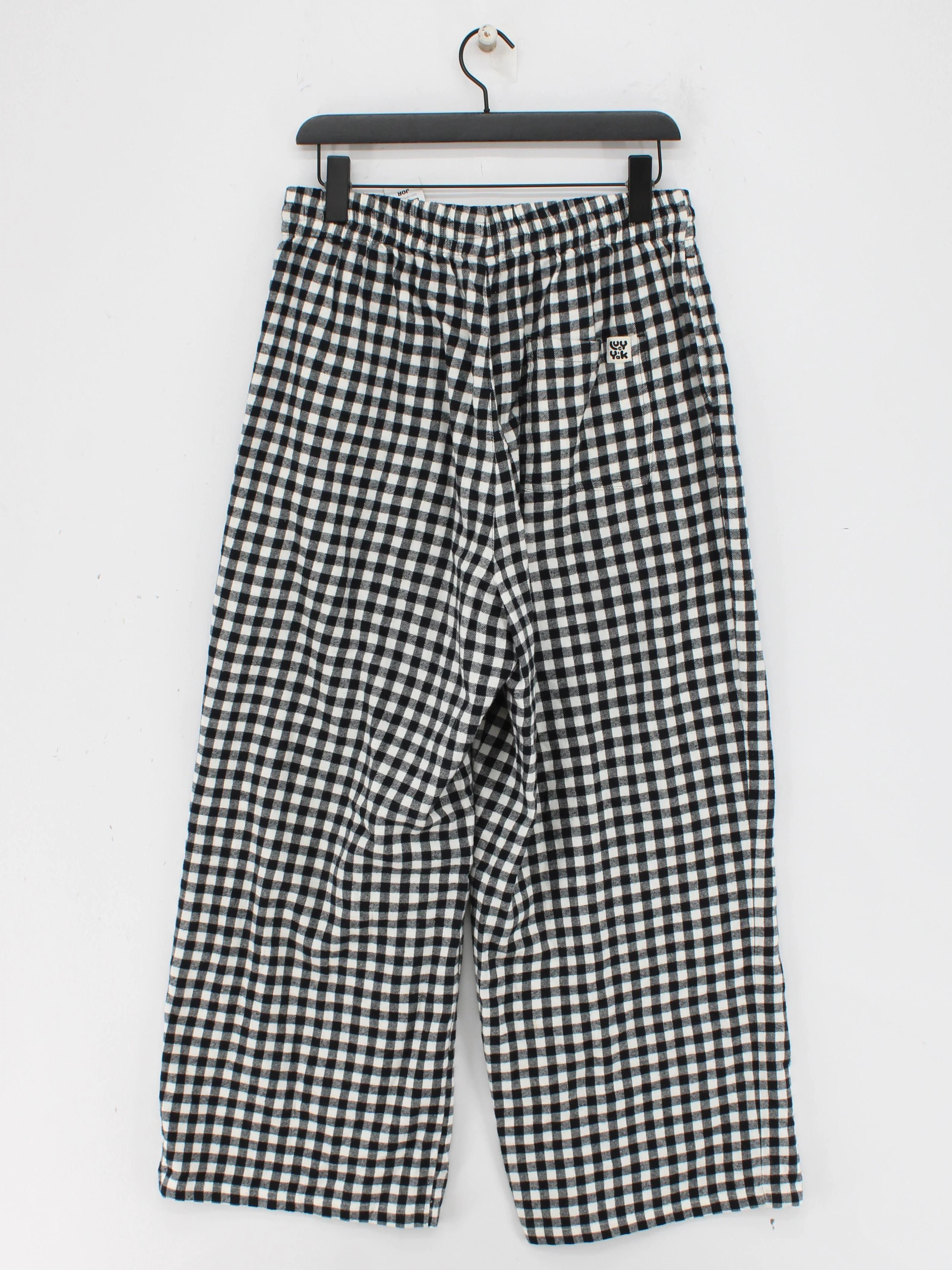 Lucy & Yak Women's Trousers M Black Checkered 100% Cotton Wide-Leg Sweatpants - Image 2