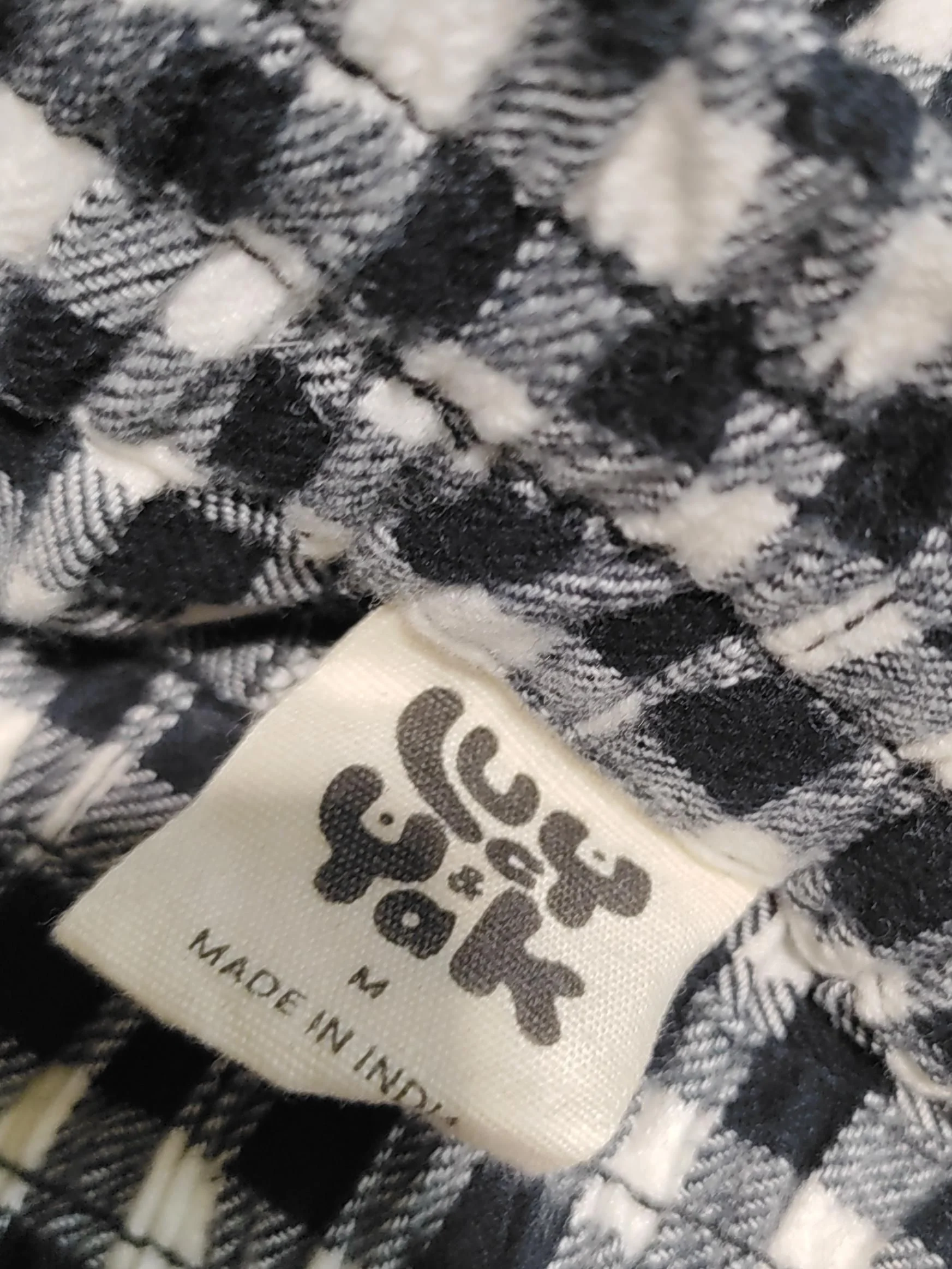 Lucy & Yak Women's Trousers M Black Checkered 100% Cotton Wide-Leg Sweatpants - Image 5