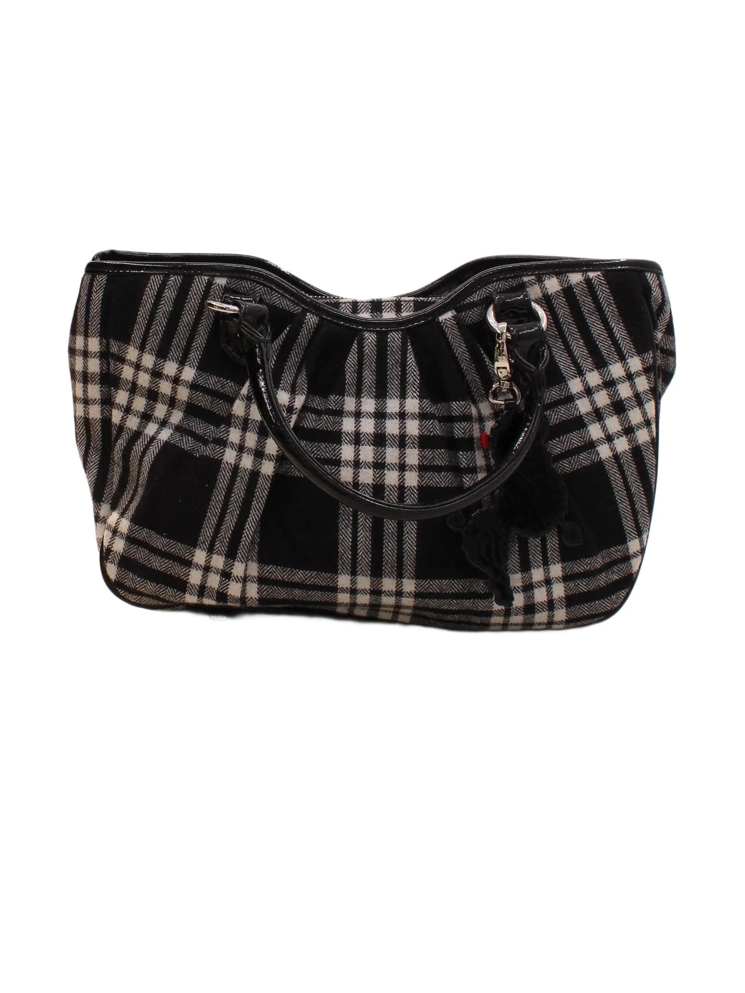 Lulu Guinness Women's Bag Multi Checkered Wool with Faux Leather Shoulder Bag