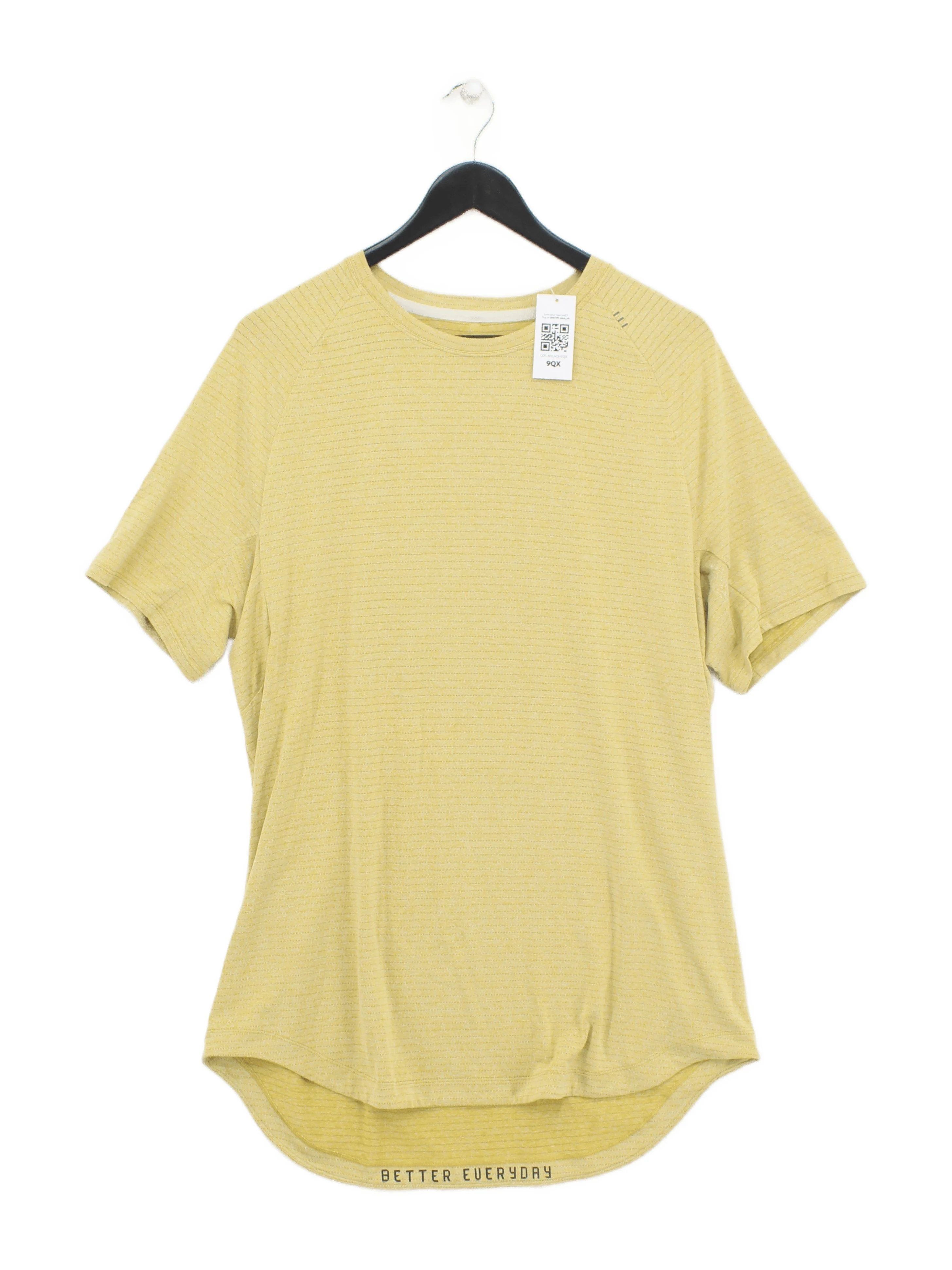 Lululemon Men's T-Shirt XL Yellow Striped 100% Other Round Neck Basic