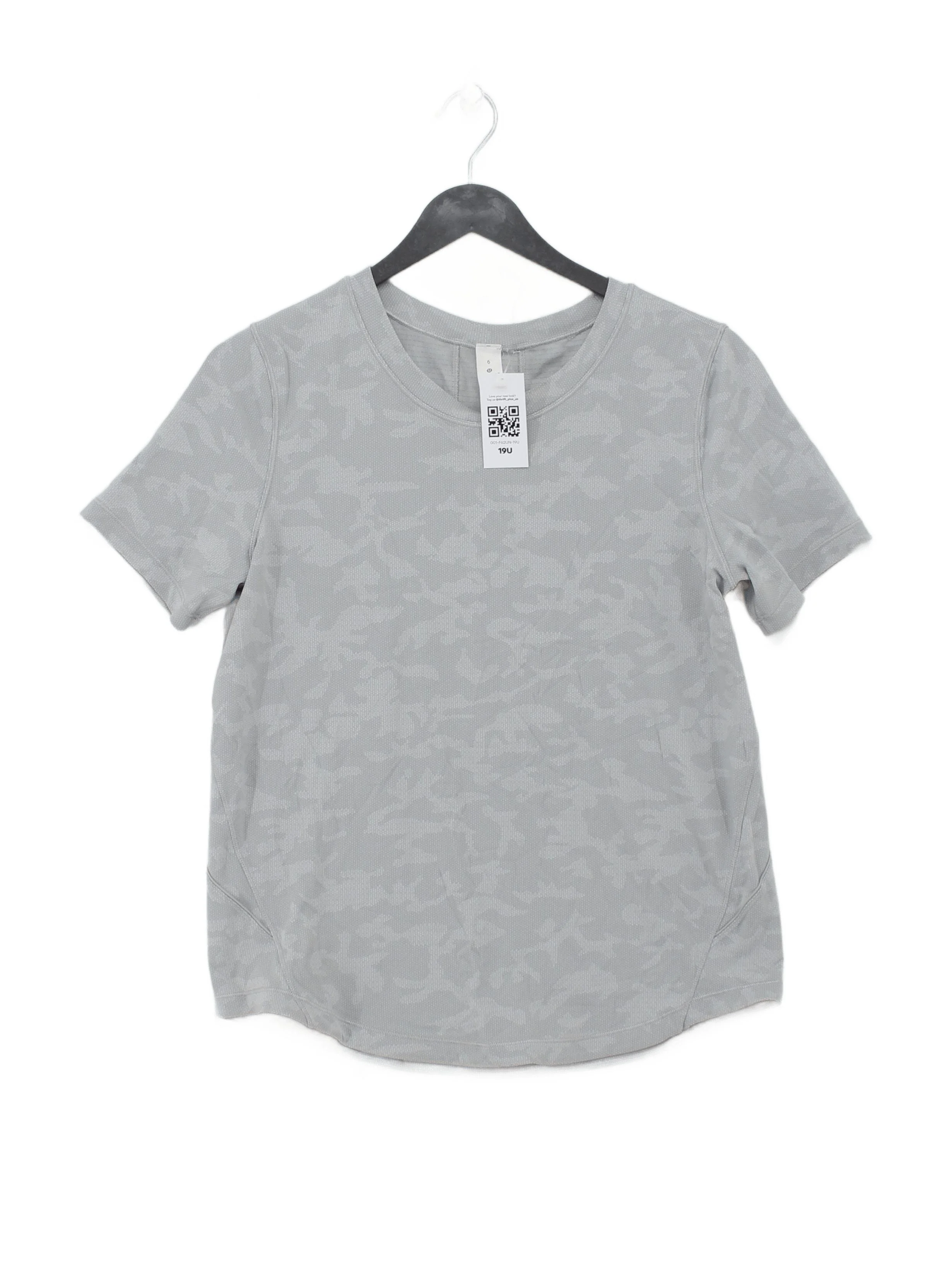 Lululemon Women's T-Shirt UK 10 Grey Camo Nylon with Elastane Basic