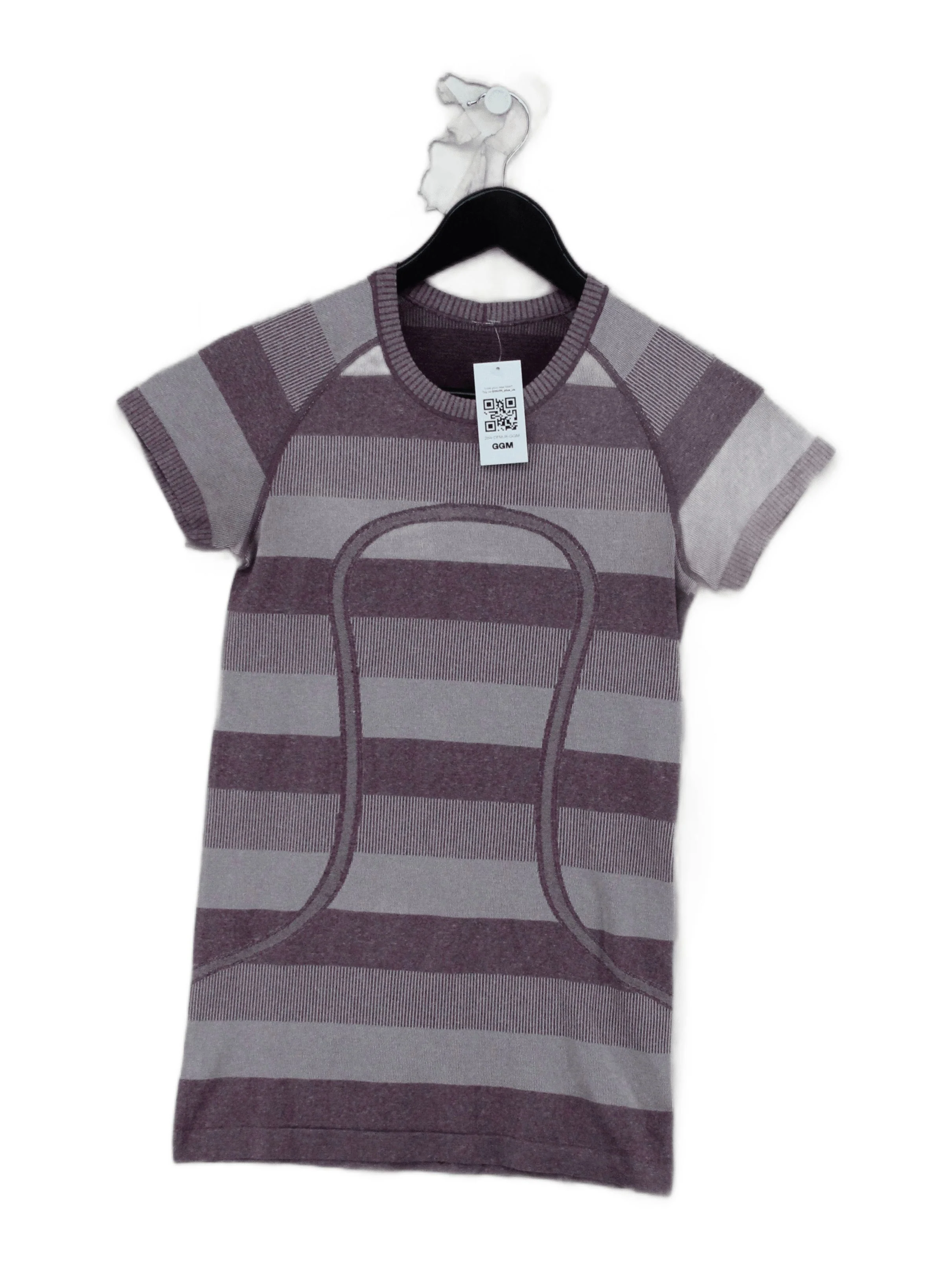 Lululemon Women's T-Shirt UK 6 Purple Striped 100% Other Basic
