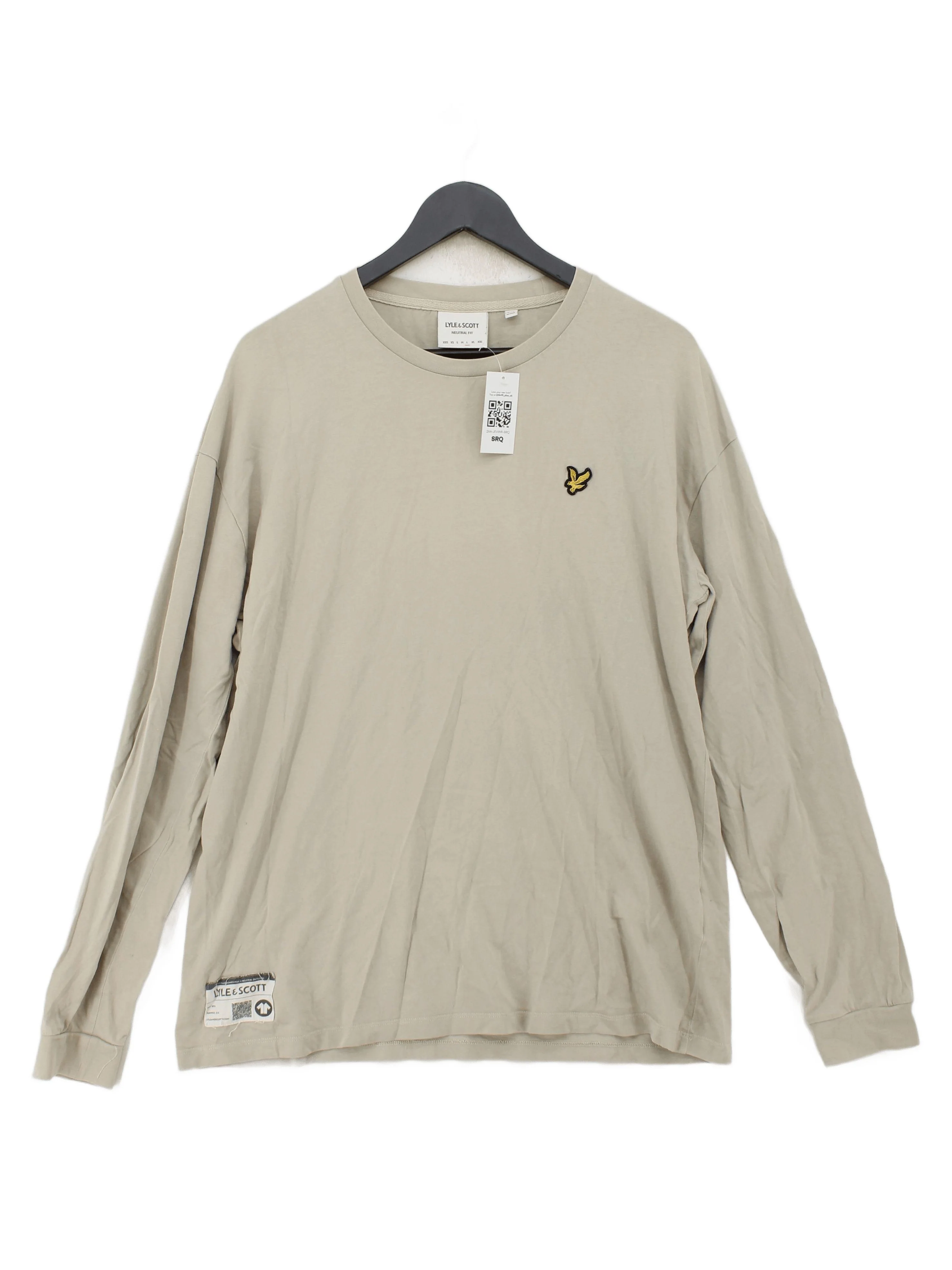 Lyle & Scott Men's T-Shirt L Cream 100% Cotton Basic