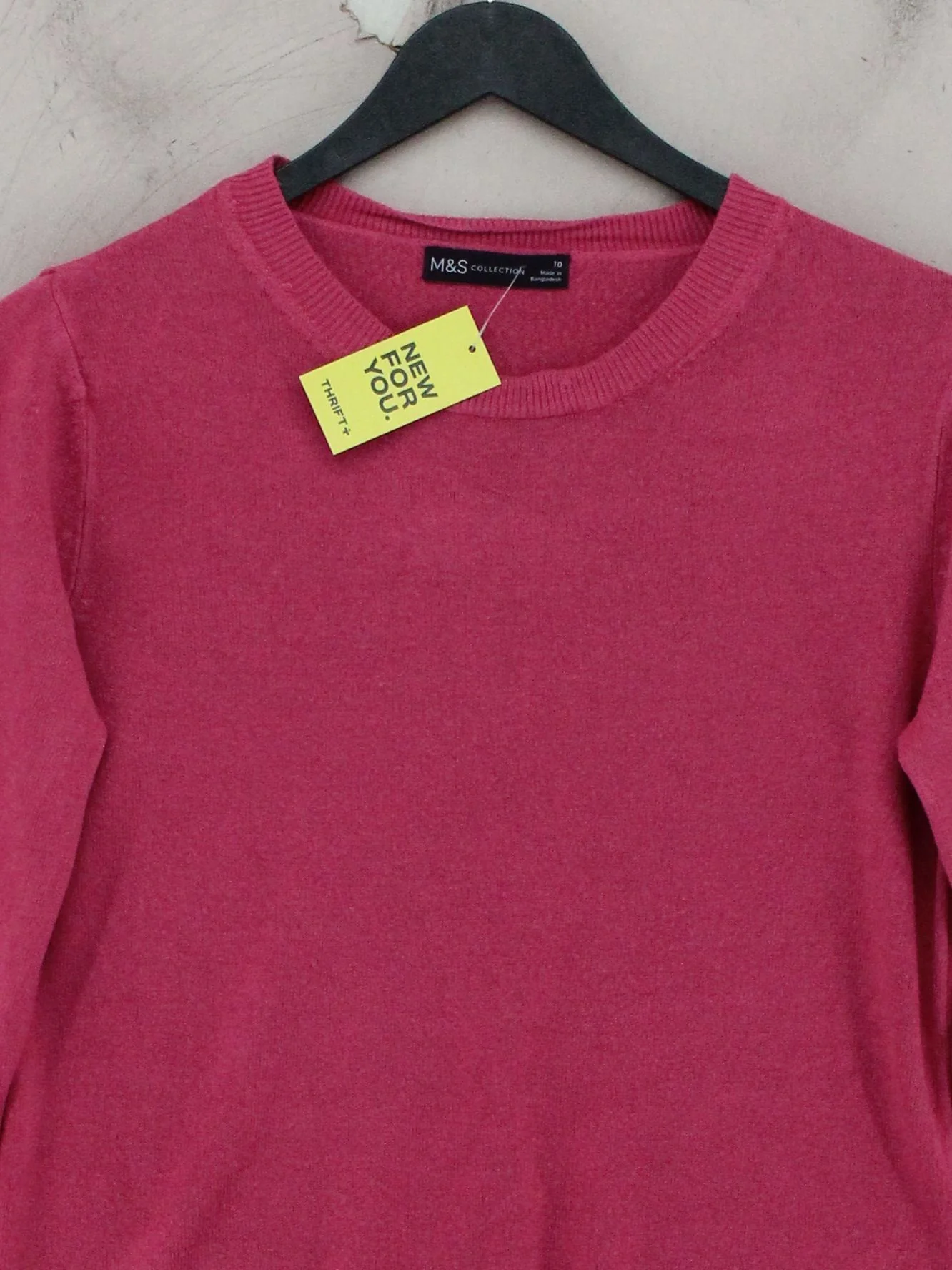 M&S Collection Women's Jumper UK 10 Pink 100% Acrylic Crew Neck Pullover - Image 3
