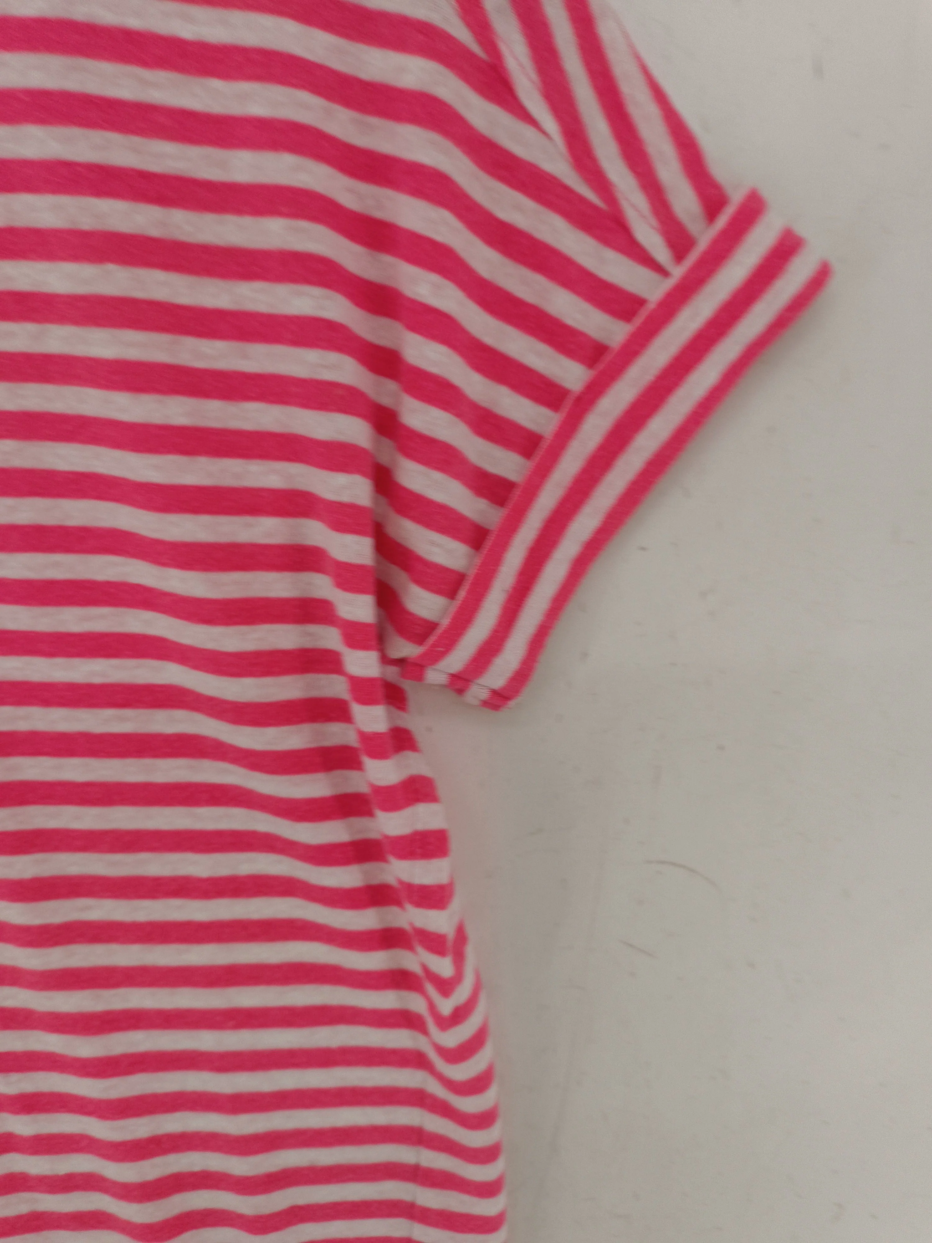 M&S Collection Women's T-Shirt UK 8 Pink Linen with Polyester Basic - Image 5