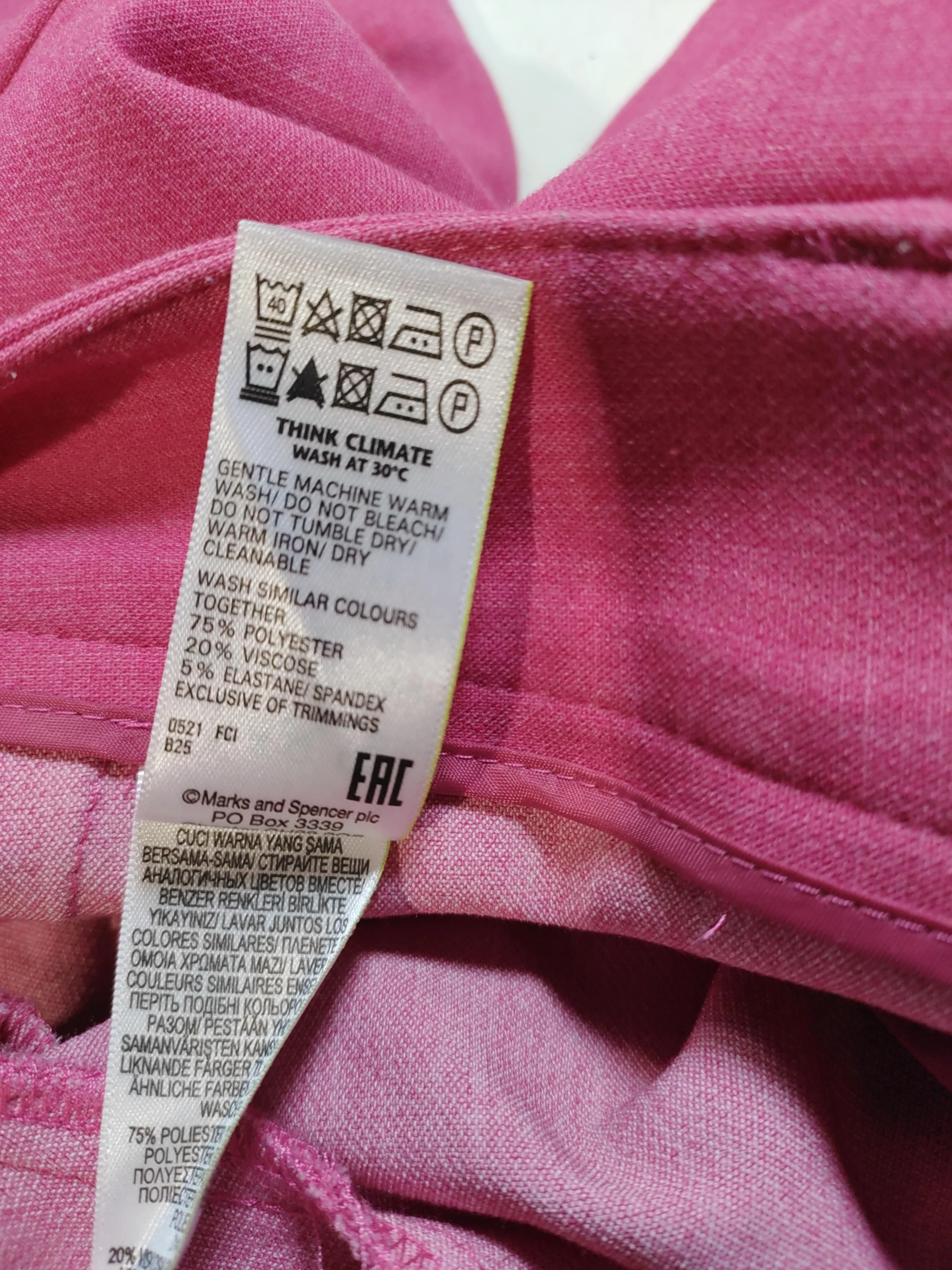 M&S Collection Women's Trousers UK 18 Pink Polyester - Image 7