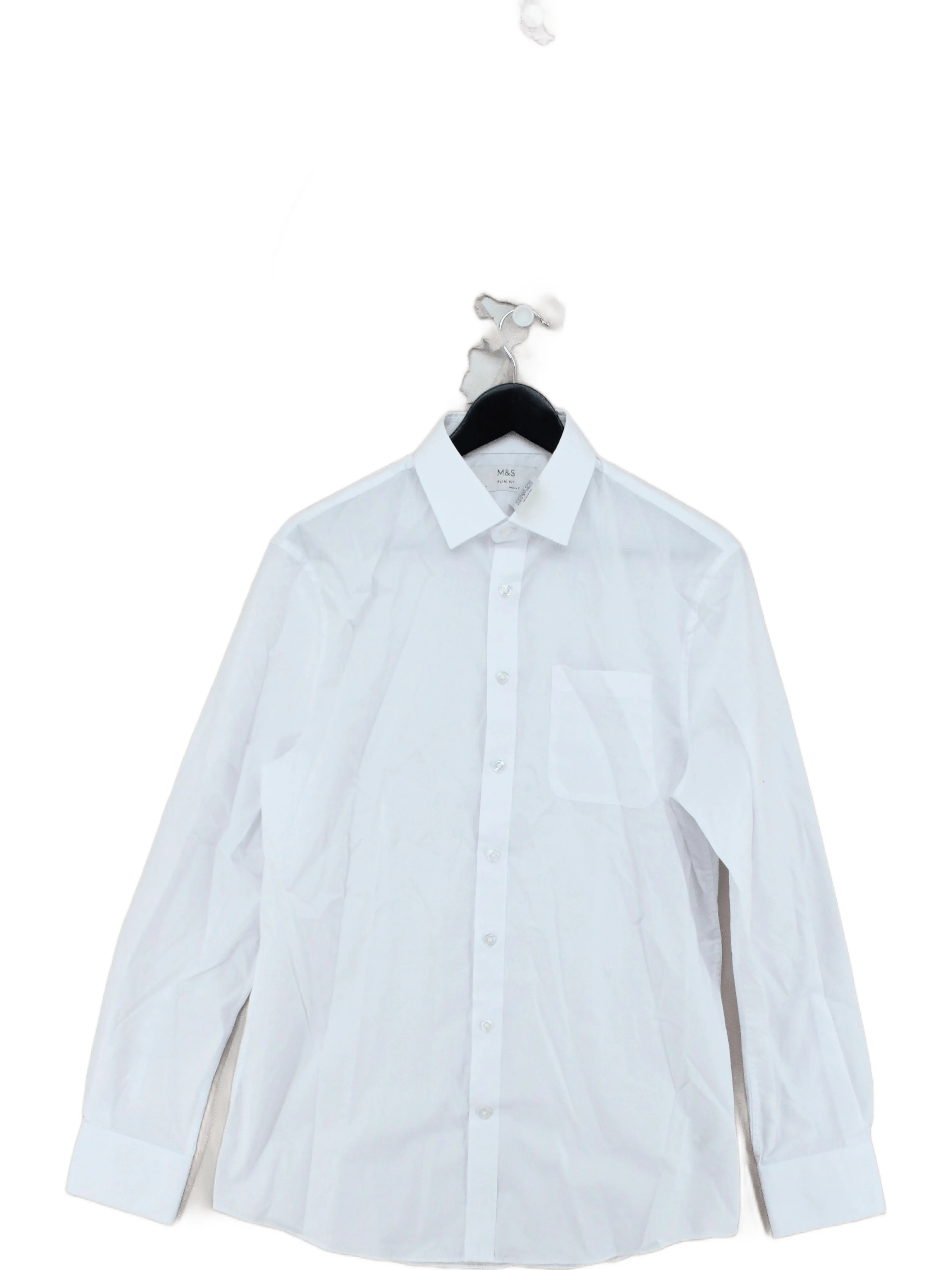 M&S Men's Shirt Collar: 15.5 in White Polyester with Cotton Basic