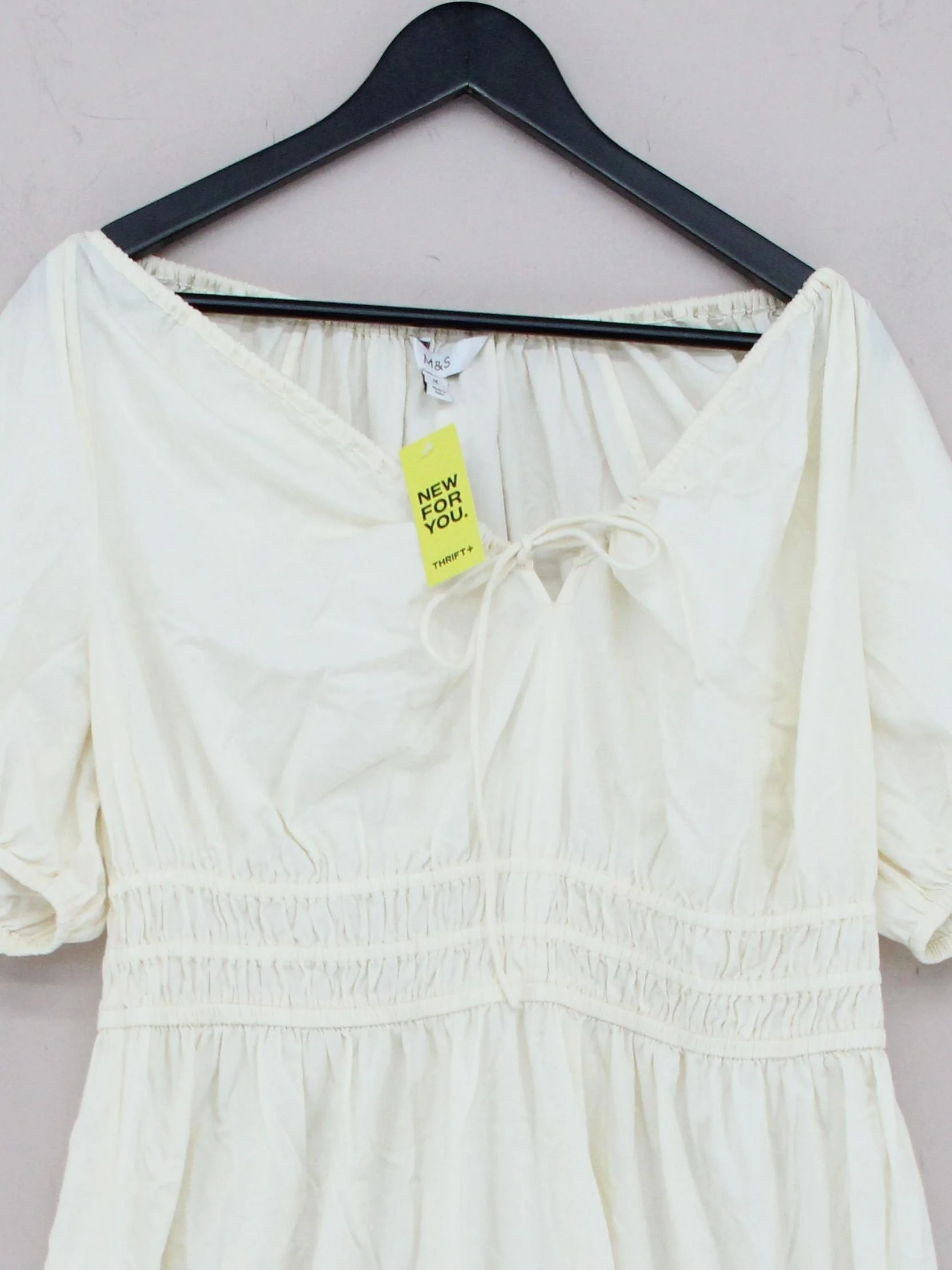 M&S Skater Midi Dress UK16 in Cream - Image 3