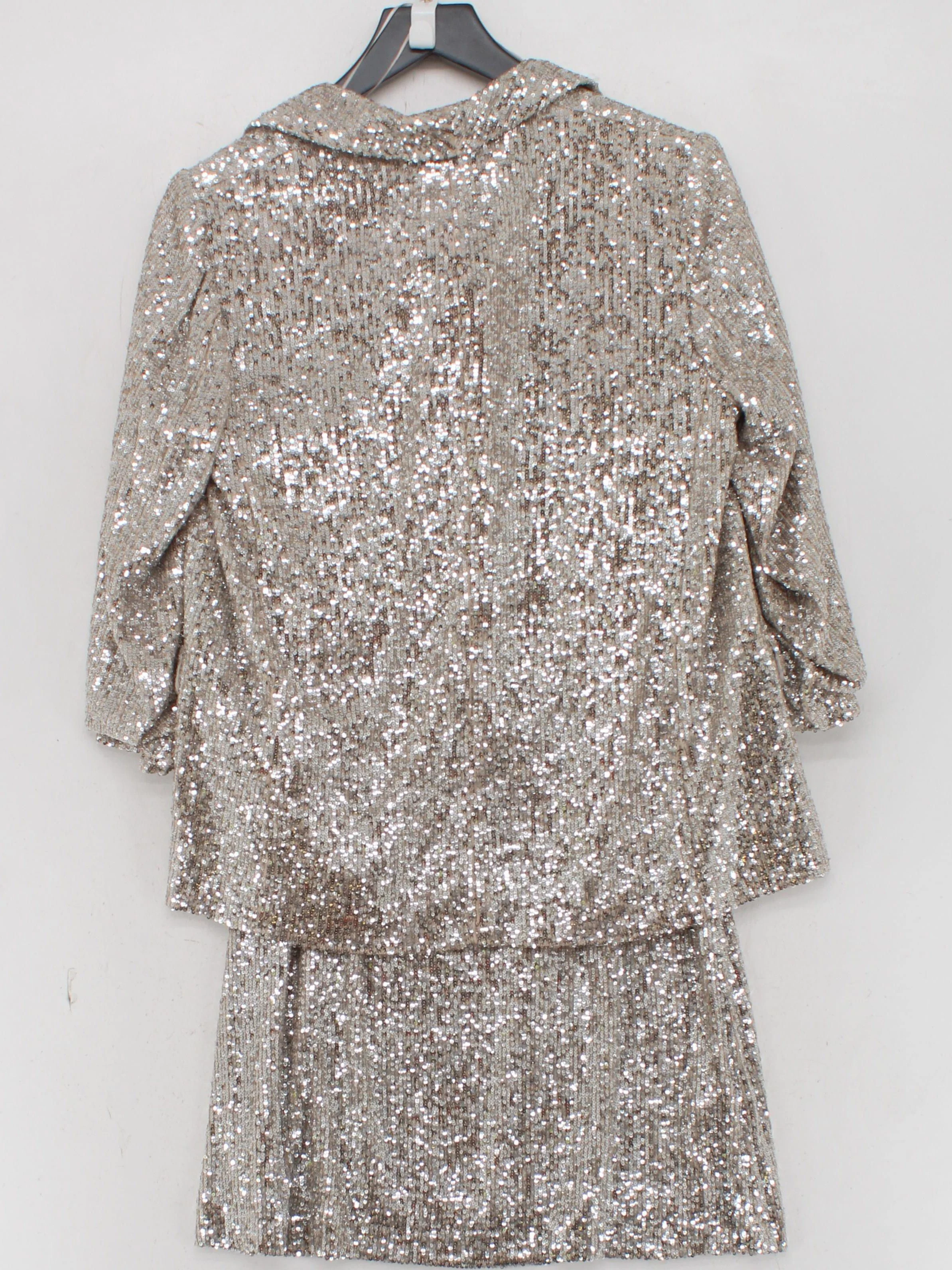 M&S Women's Blazer UK 12 Silver Polyester with Elastane, Spandex Overcoat - Image 2