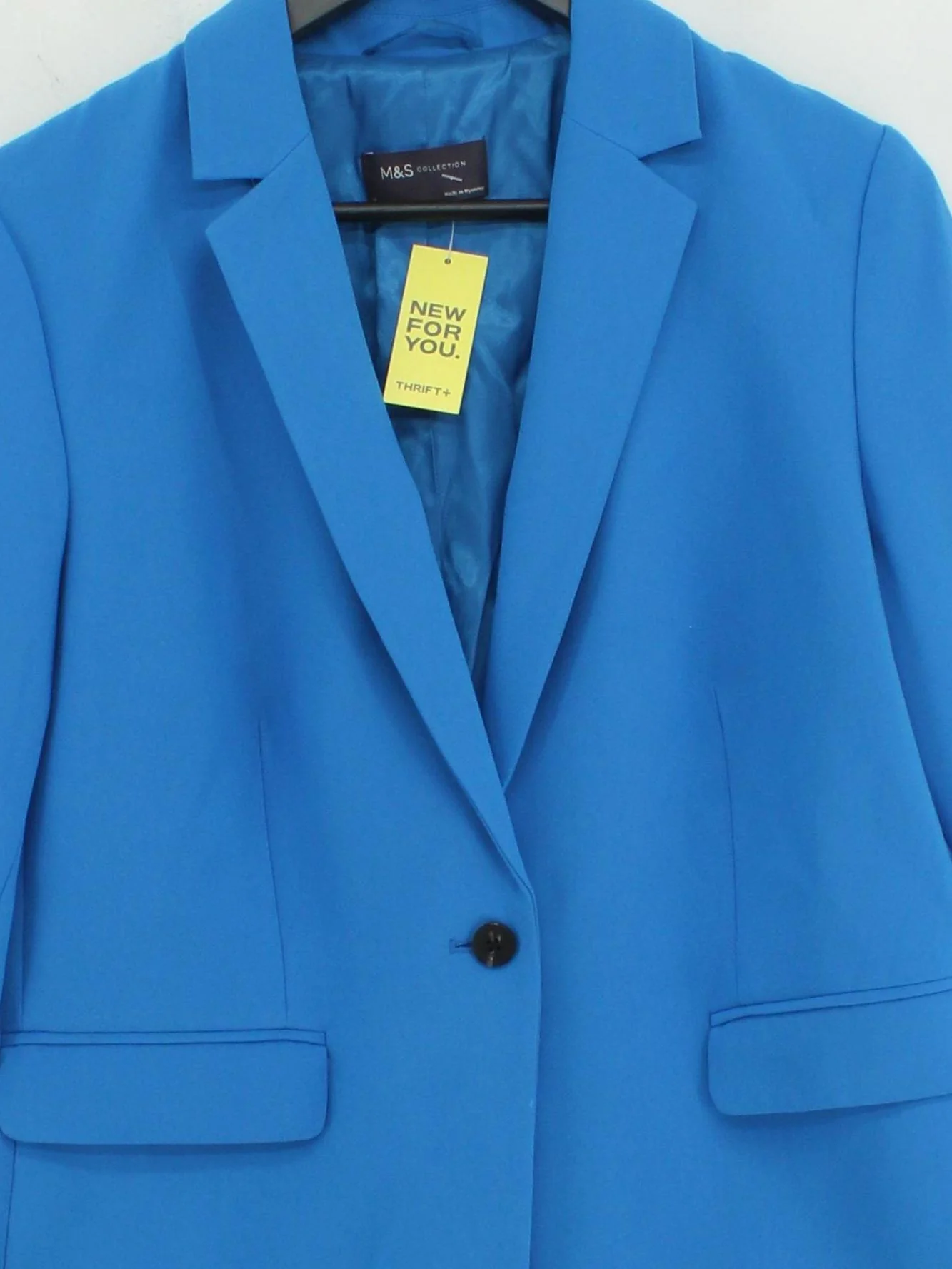 M&S Women's Blazer UK 14 Blue Polyester with Viscose, Elastane Overcoat - Image 3