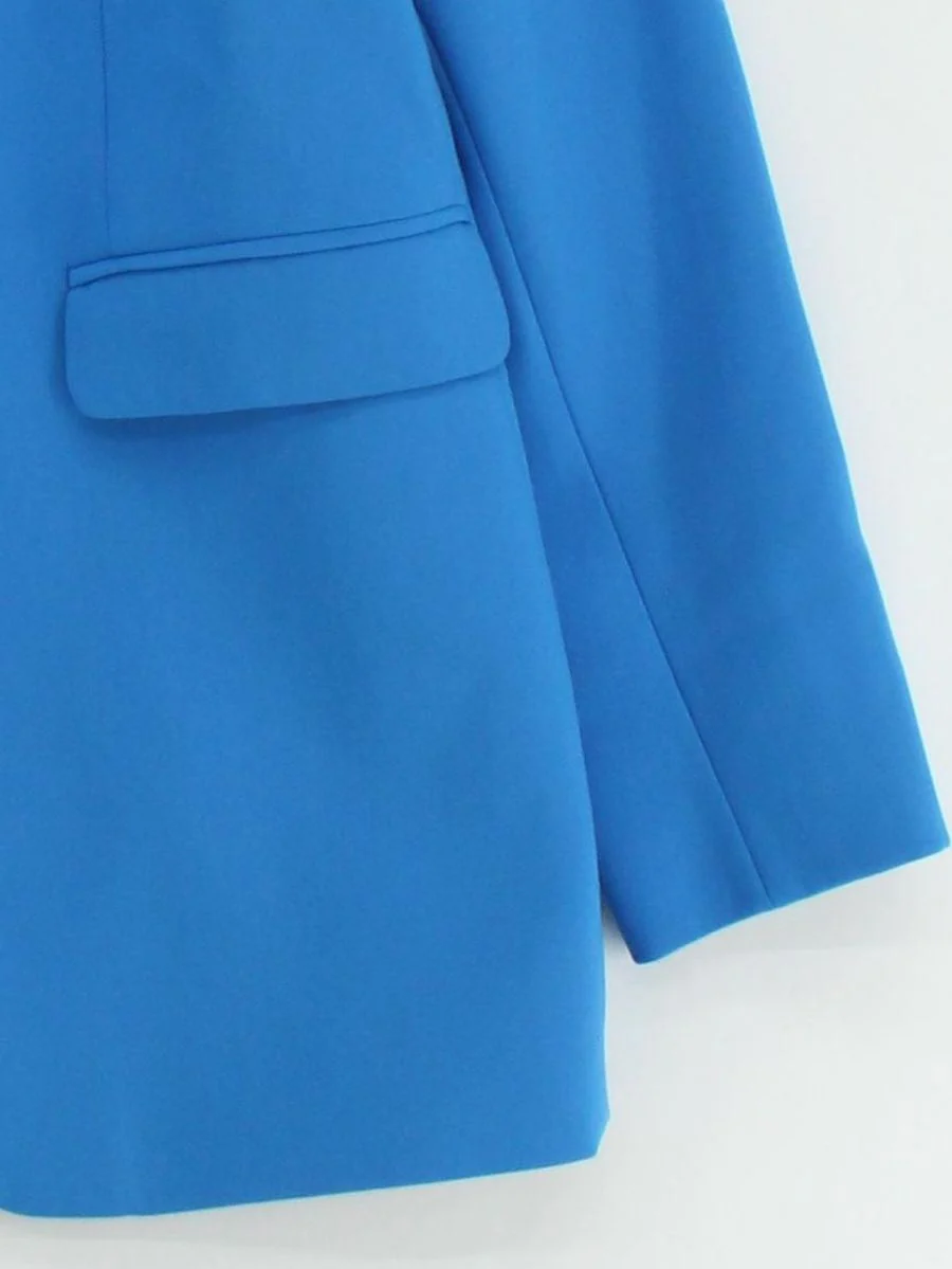 M&S Women's Blazer UK 14 Blue Polyester with Viscose, Elastane Overcoat - Image 4