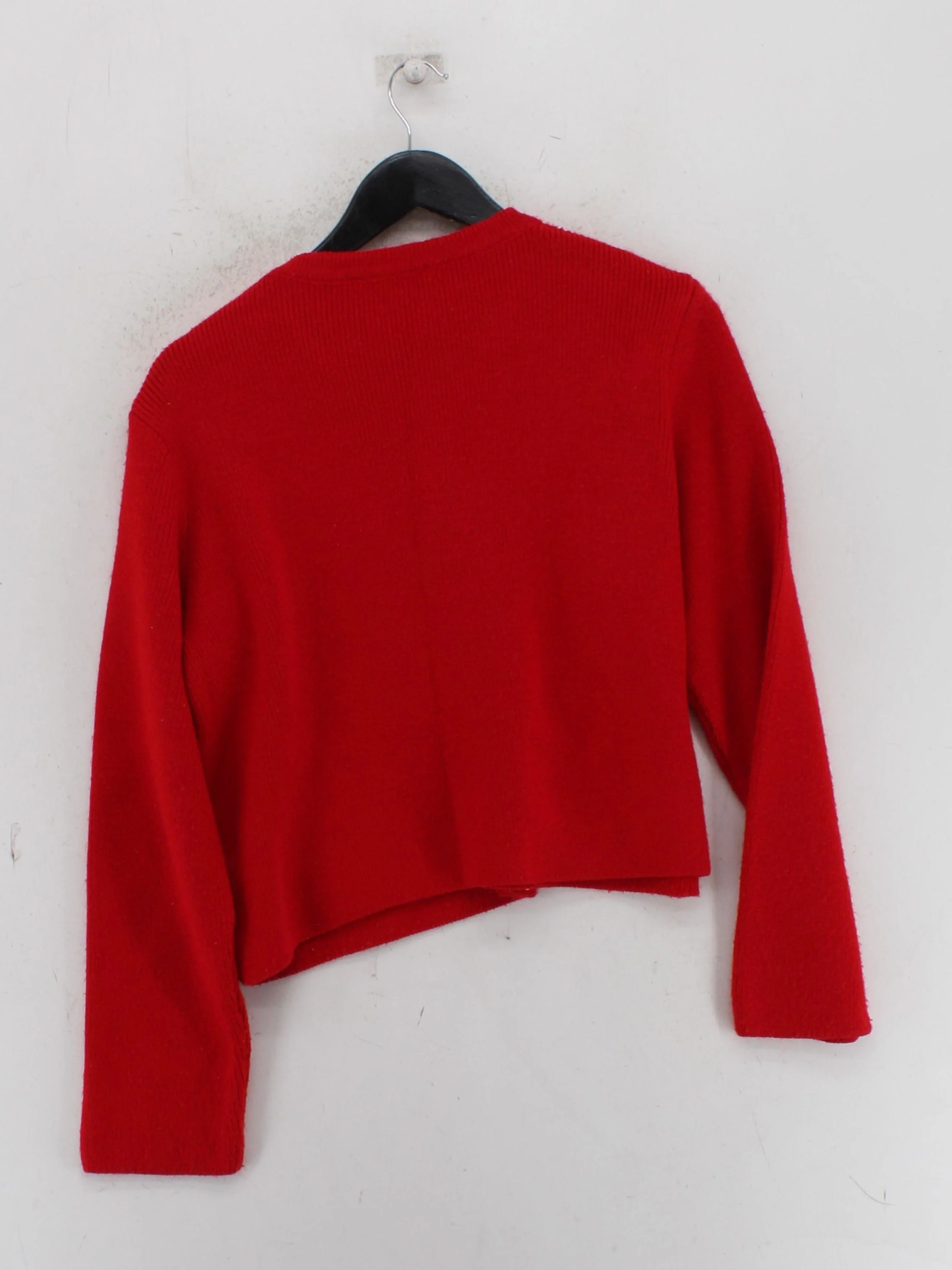M&S Women's Cardigan M Red Acrylic with Polyamide, Polyester Round Neck Cardigan - Image 2