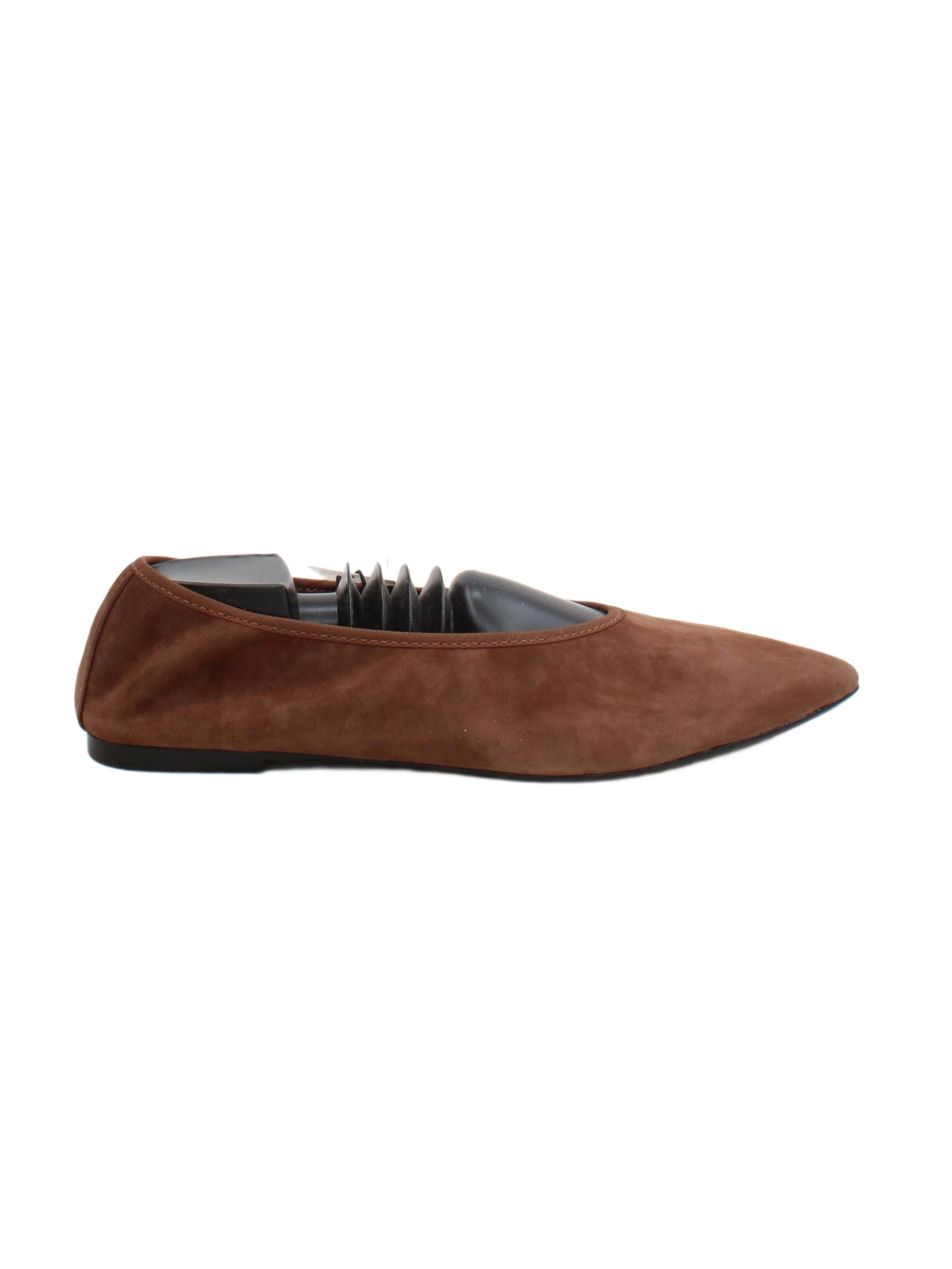M&S Women's Flat Shoes UK 7 Brown 100% Suede Ballet