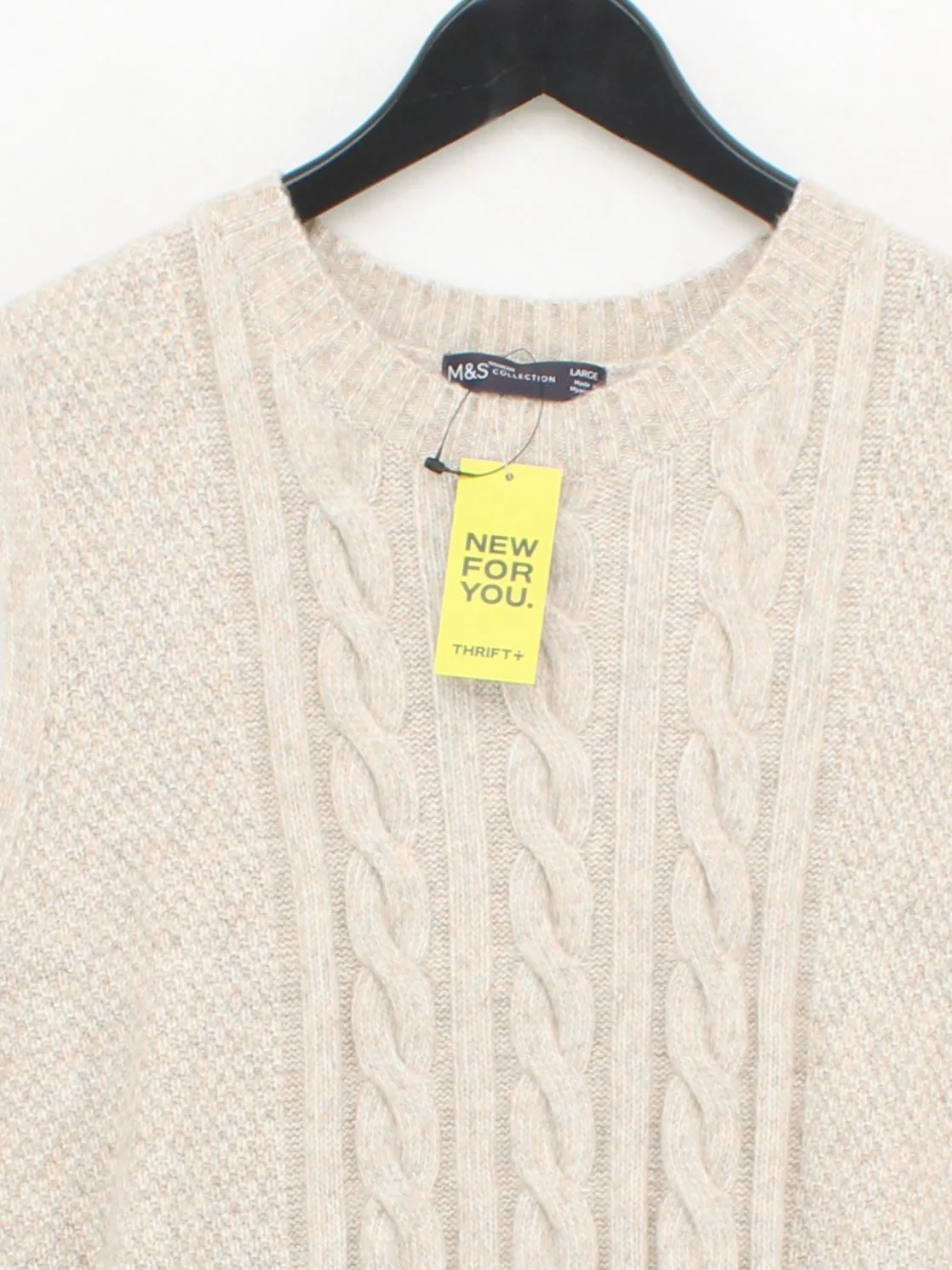 M&S Women's Jumper L Cream Polyester with Acrylic, Polyamide Crew Neck Vest - Image 3