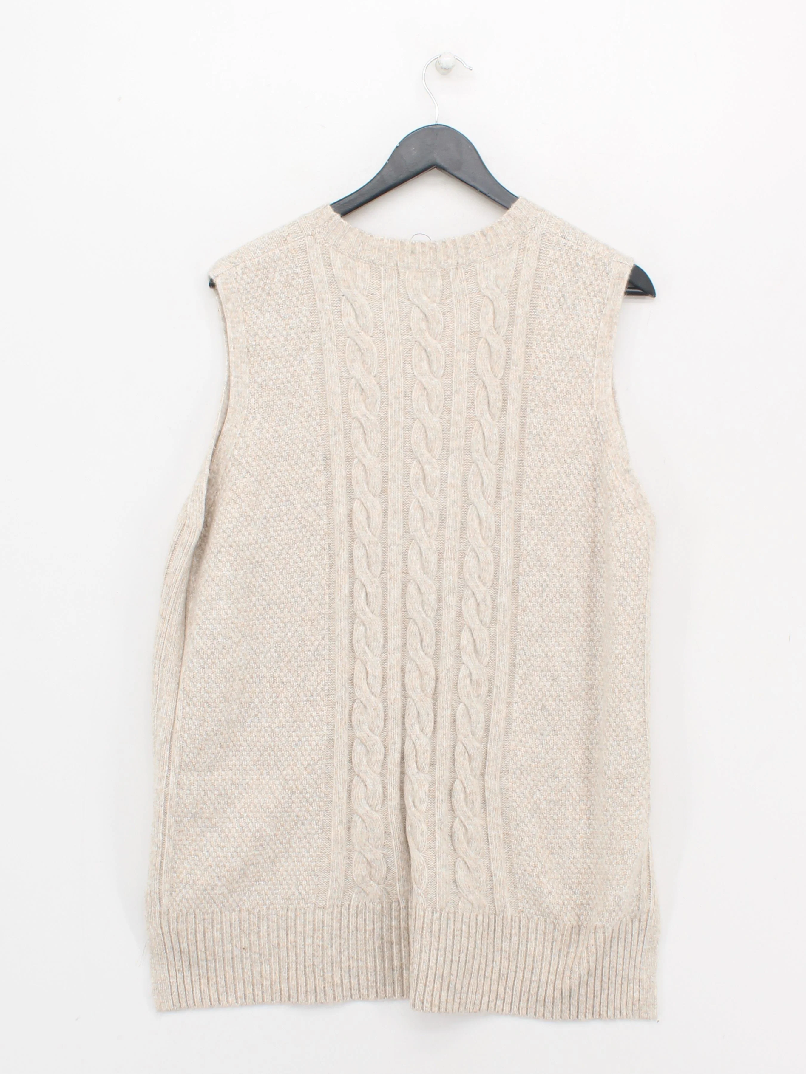 M&S Women's Jumper L Cream Polyester with Acrylic, Polyamide Round Neck Vest - Image 2